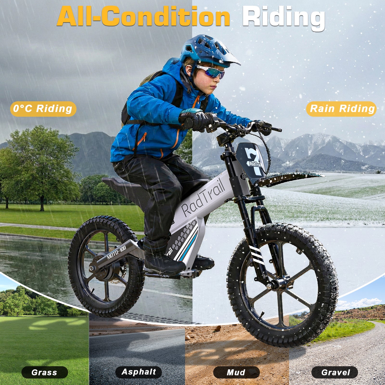 ANPABO  36V 16" Kids Electric Off-Road Bike-white