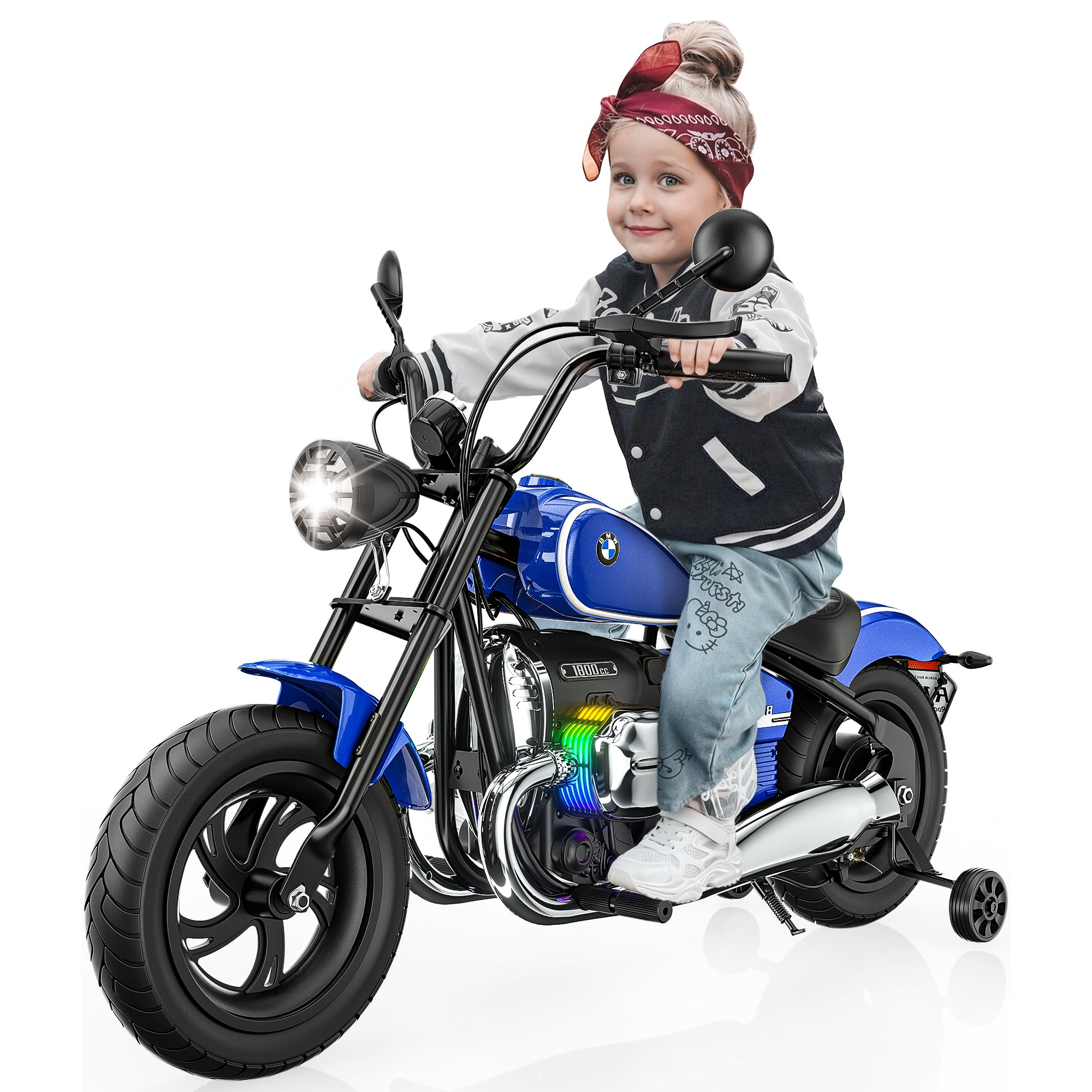 Anpabo 24V Kids Electric Motorcycle: Licensed BMW R18, 143 lbs Capacity, Dual Speed-blue