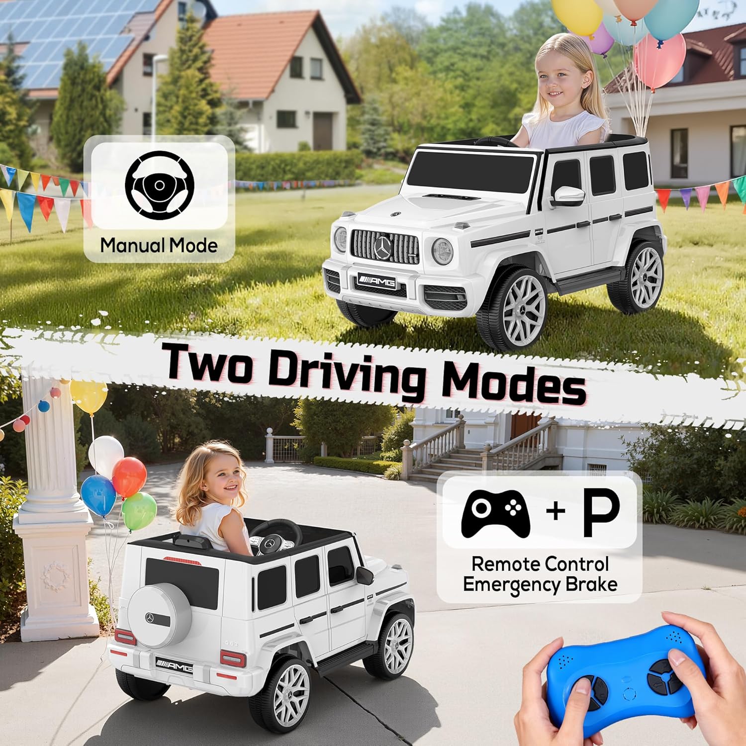 12V Licensed Mercedes-Benz G63 G-Wagon Ride-On-white
