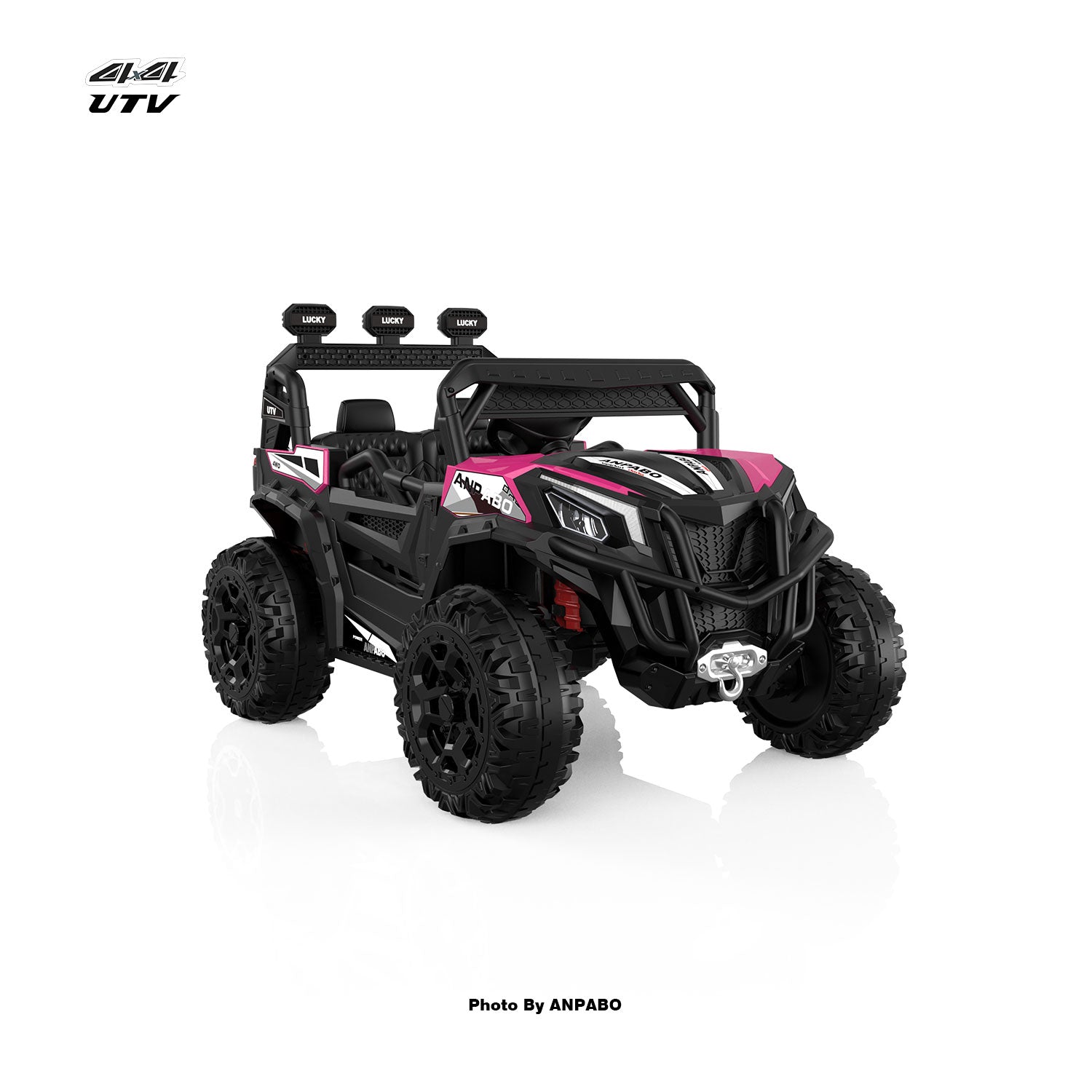 24V ANPABO Direct Terrain Ride-On Buggy with Remote-Max-R 24V 4WD UTV -rose red