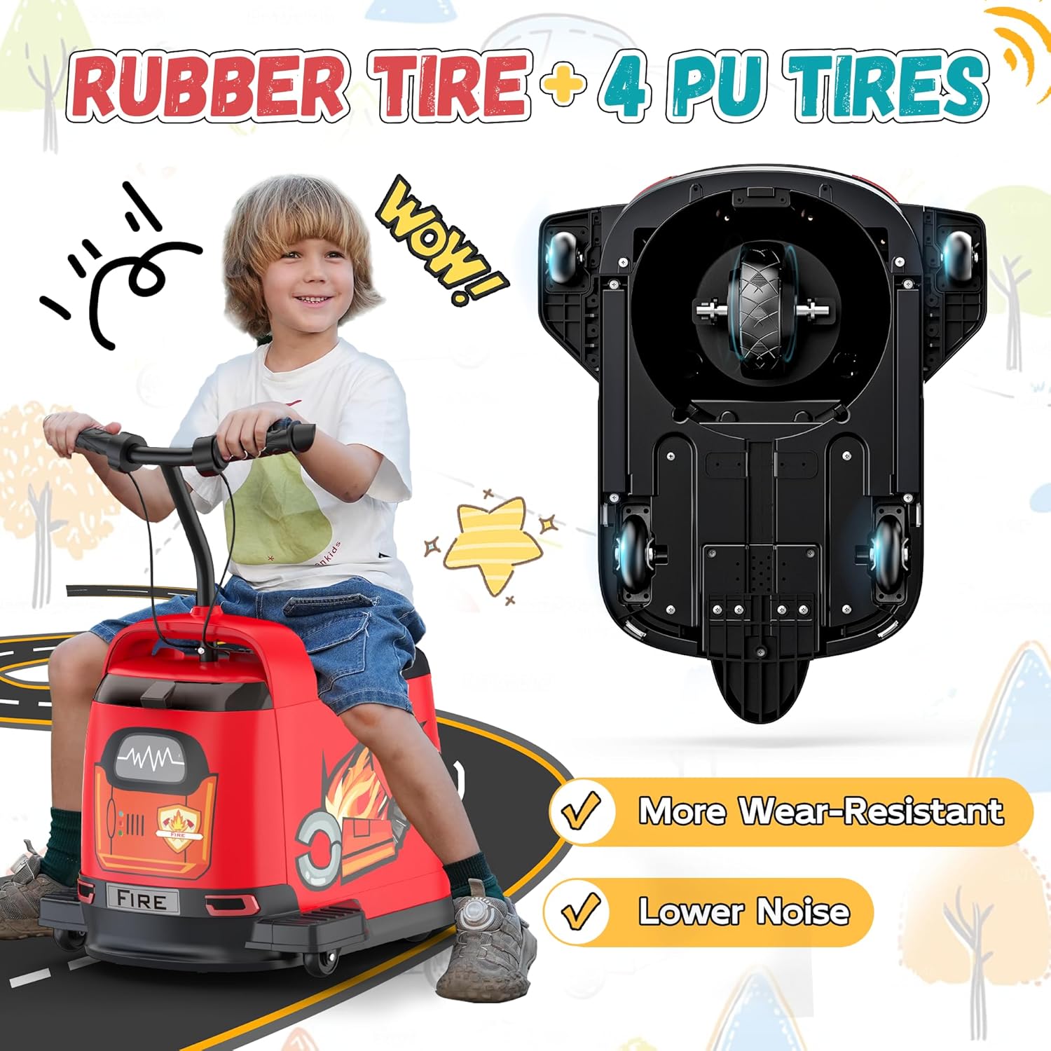 24V Kids Ride On Car with Lights & Music-red
