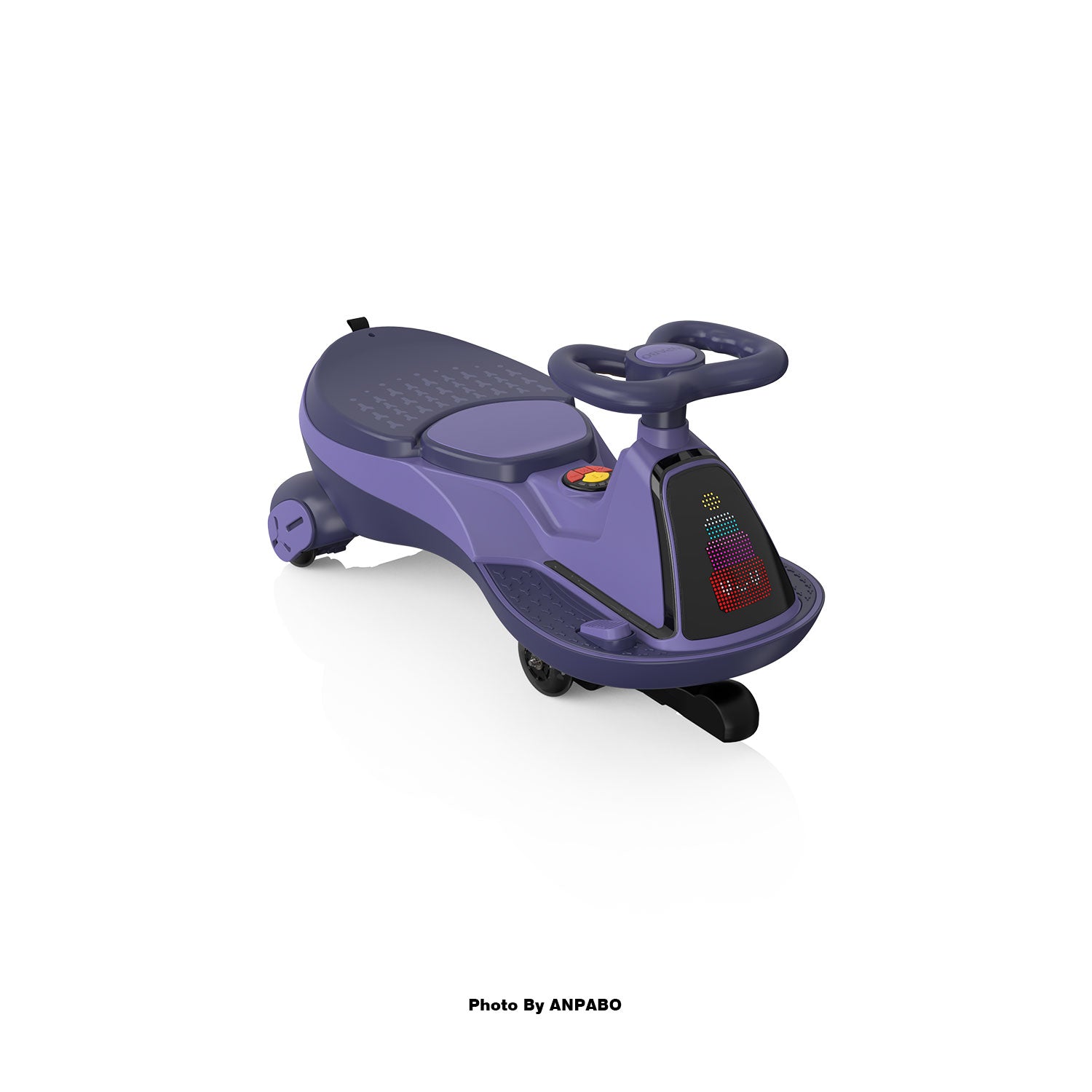 ANPABO 12V Electric Wiggle Car for Kids with LED Screen-Lights & Music-Purple