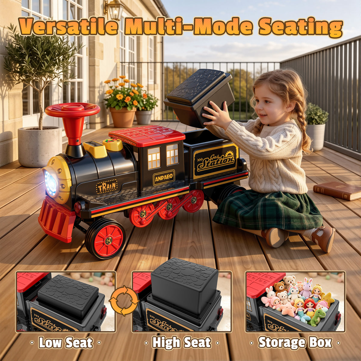 12V Trackless Ride-On Train Set