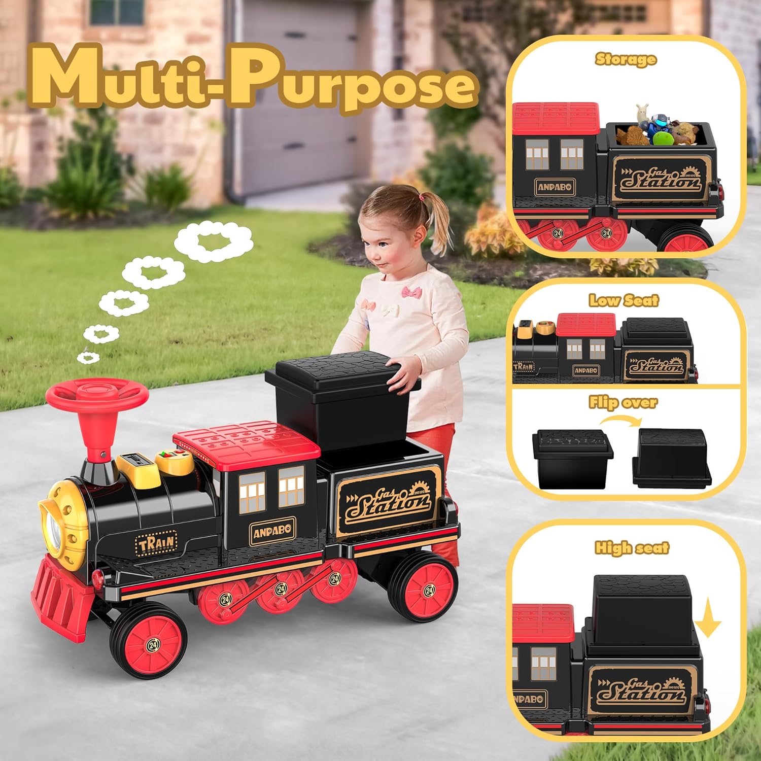12V Trackless Ride-On Train Set