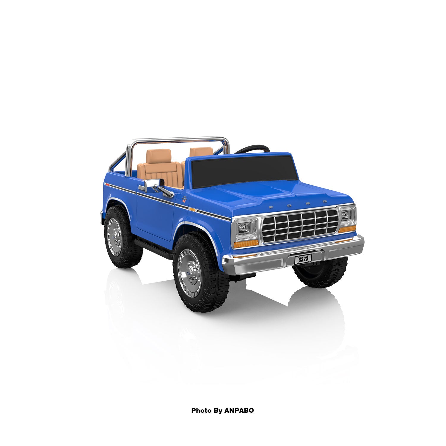 24V Classic Ford Bronco: Blue Retro Legend, Ready for Dual Adventures-blue