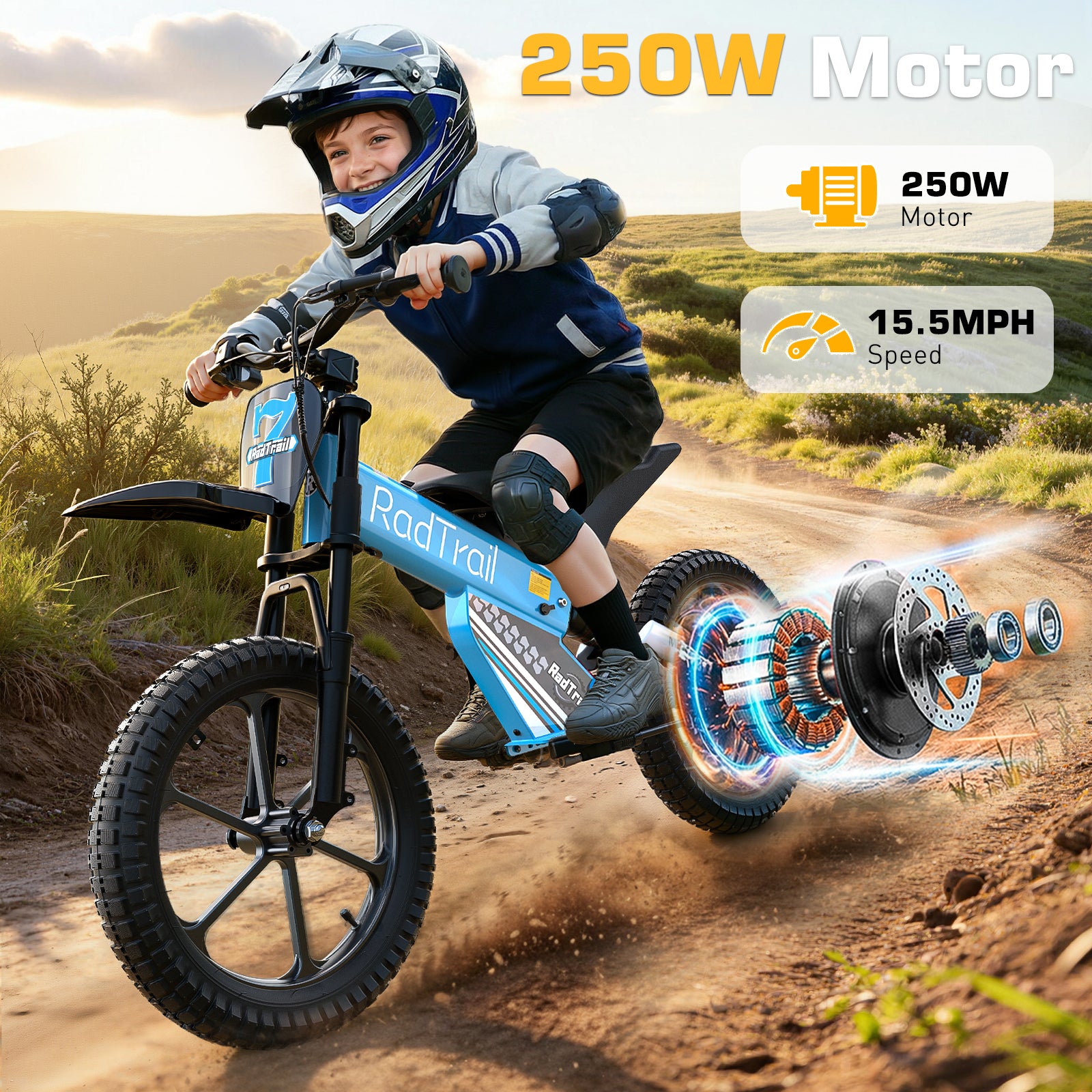 ANPABO  36V 16" Kids Electric Balance Bike-blue