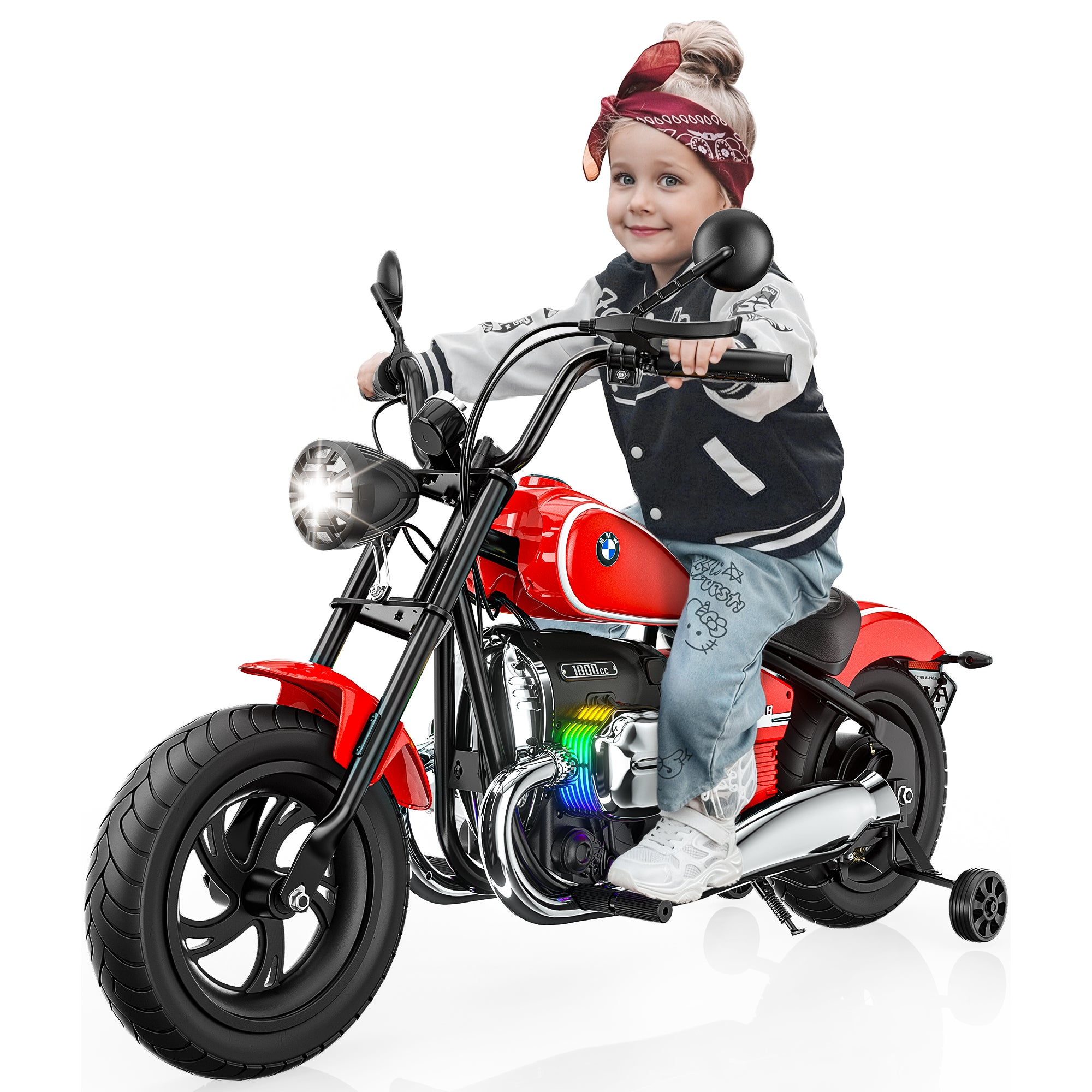 Anpabo 24V Kids Electric Motorcycle: Licensed BMW R18, 143 lbs Capacity, Dual Speed-red