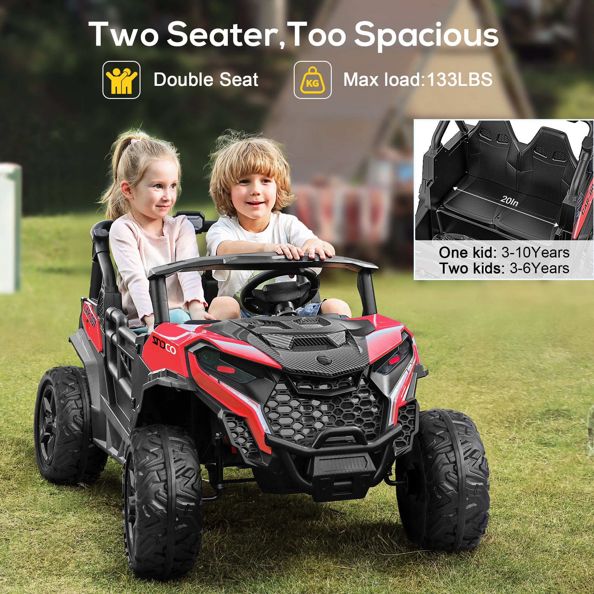 4x200W 24V 2-Seater Ride-on Truck 4WD with EVA Tires-red