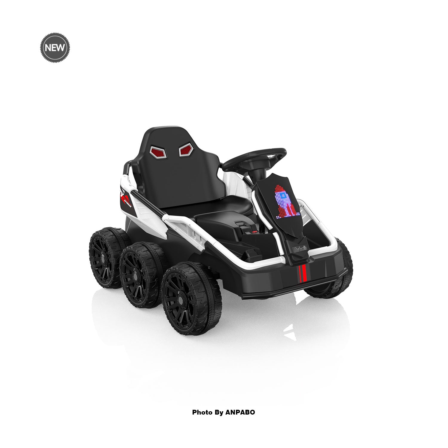 24V Kids Ride-On: 4WD, 17" Seat, Remote, Bluetooth Music, 5MPH-white