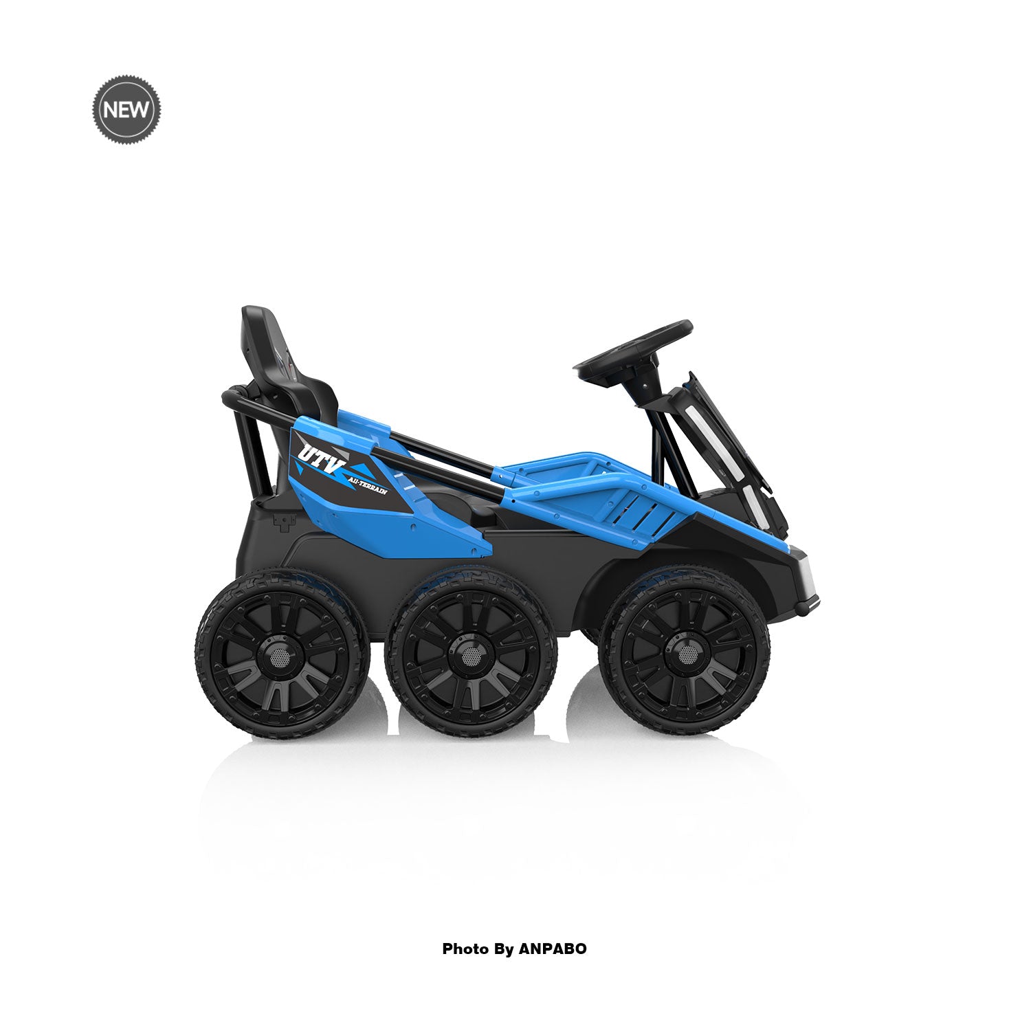 24V Kids Ride-On: 4WD, 17" Seat, Remote, Bluetooth Music, 5MPH-blue