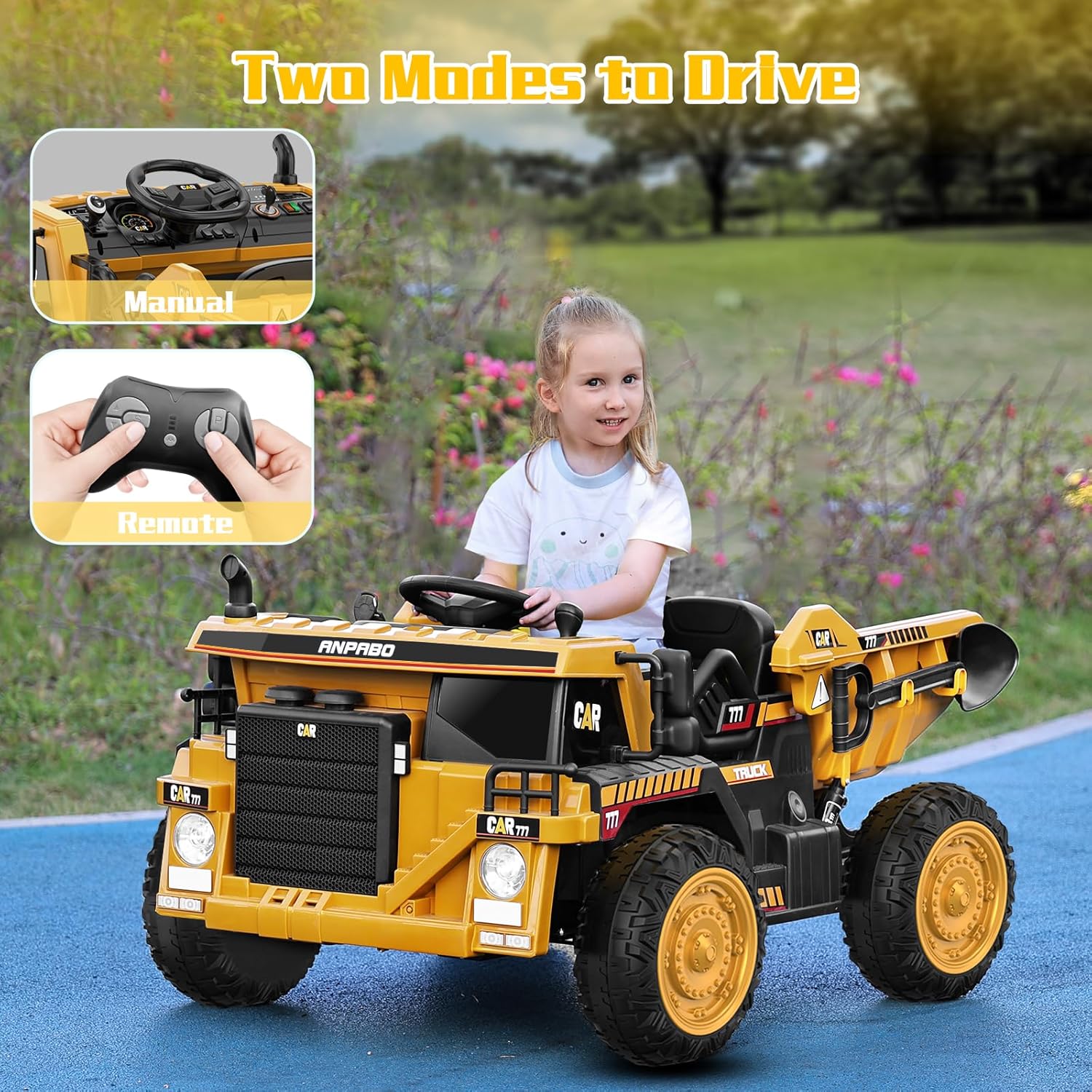 12V Ride on Dump Truck for Kids with Remote Control