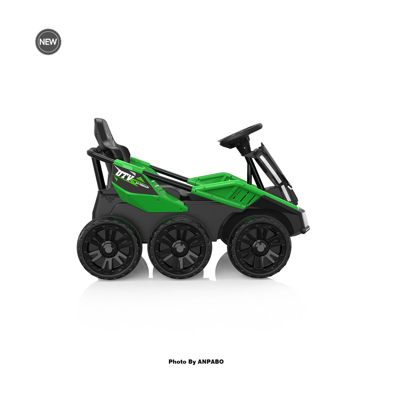 24V Kids Ride-On: 4WD, 17" Seat, Remote, Bluetooth Music, 5MPH-green