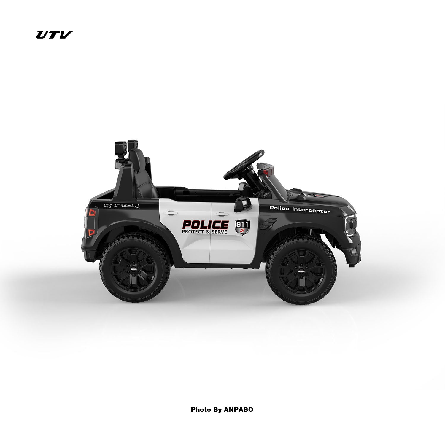 Official Licensed Ford Raptor Police Interceptor Ride-On Truck|12V with Siren, Lights & Parental Remote