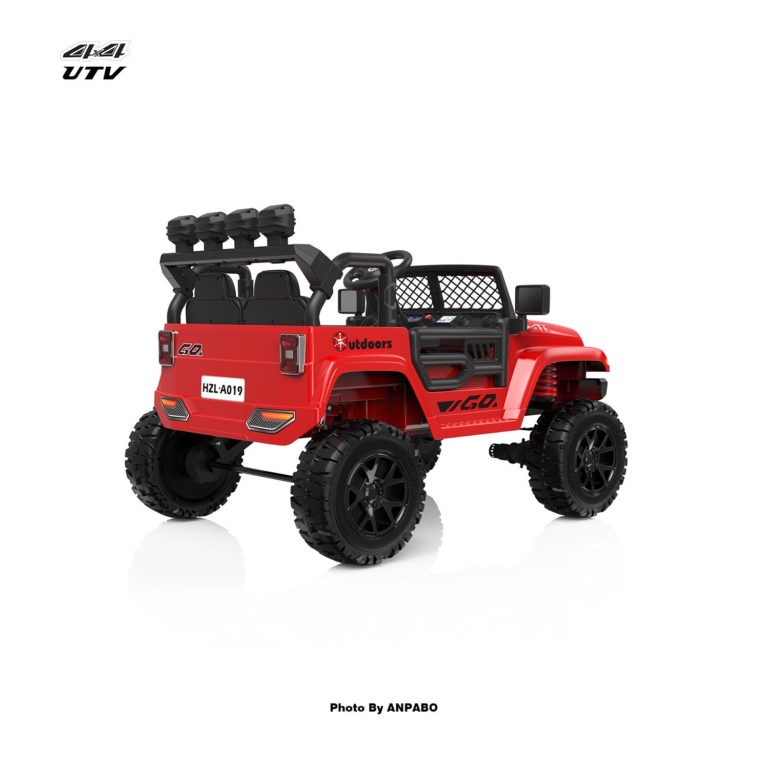 ANPABO 24V UTV Two Seater Jeeps & Trucks With Remote/Bluetooth-red
