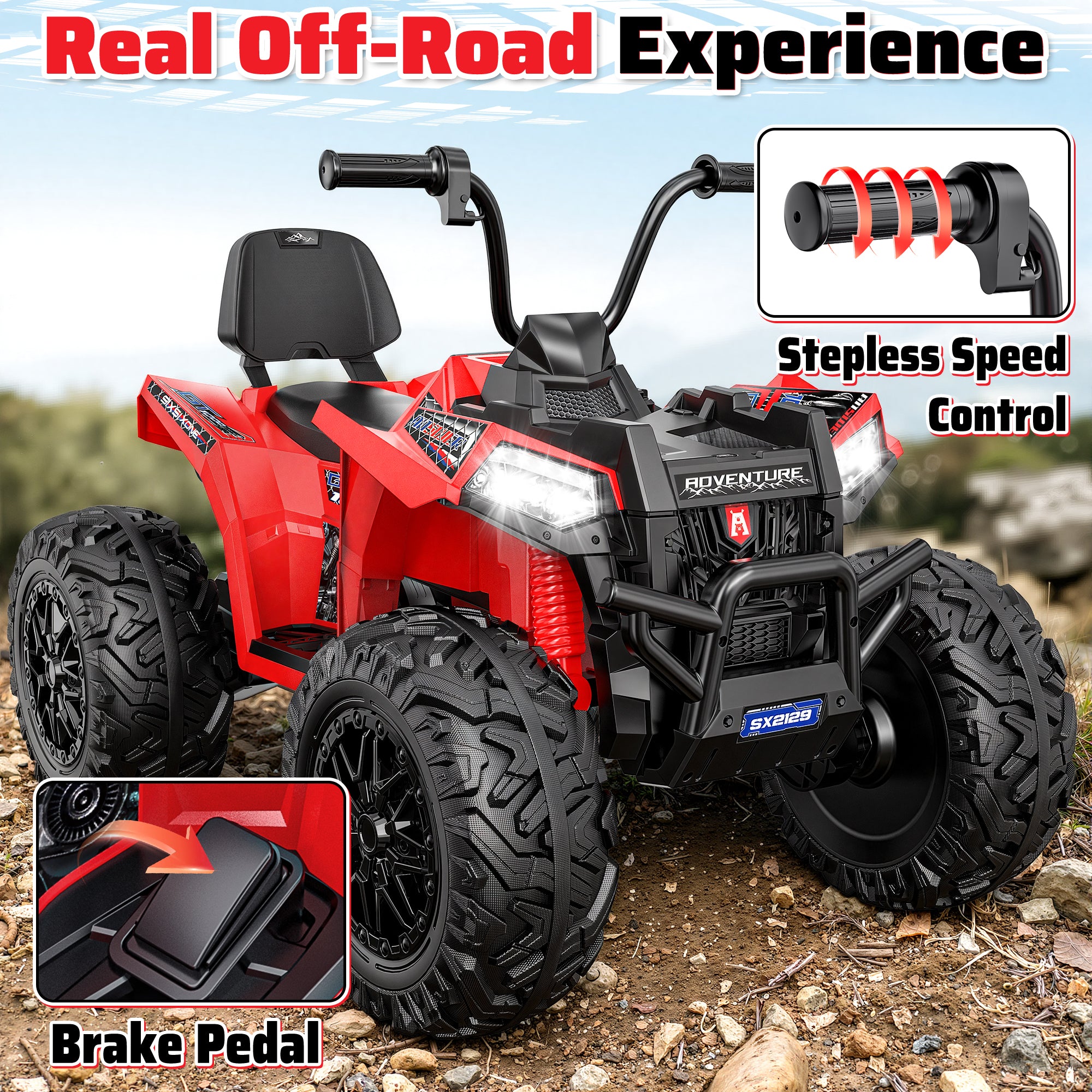 24V High-Performance Heavy-Duty Kids Ride-On ATV-red