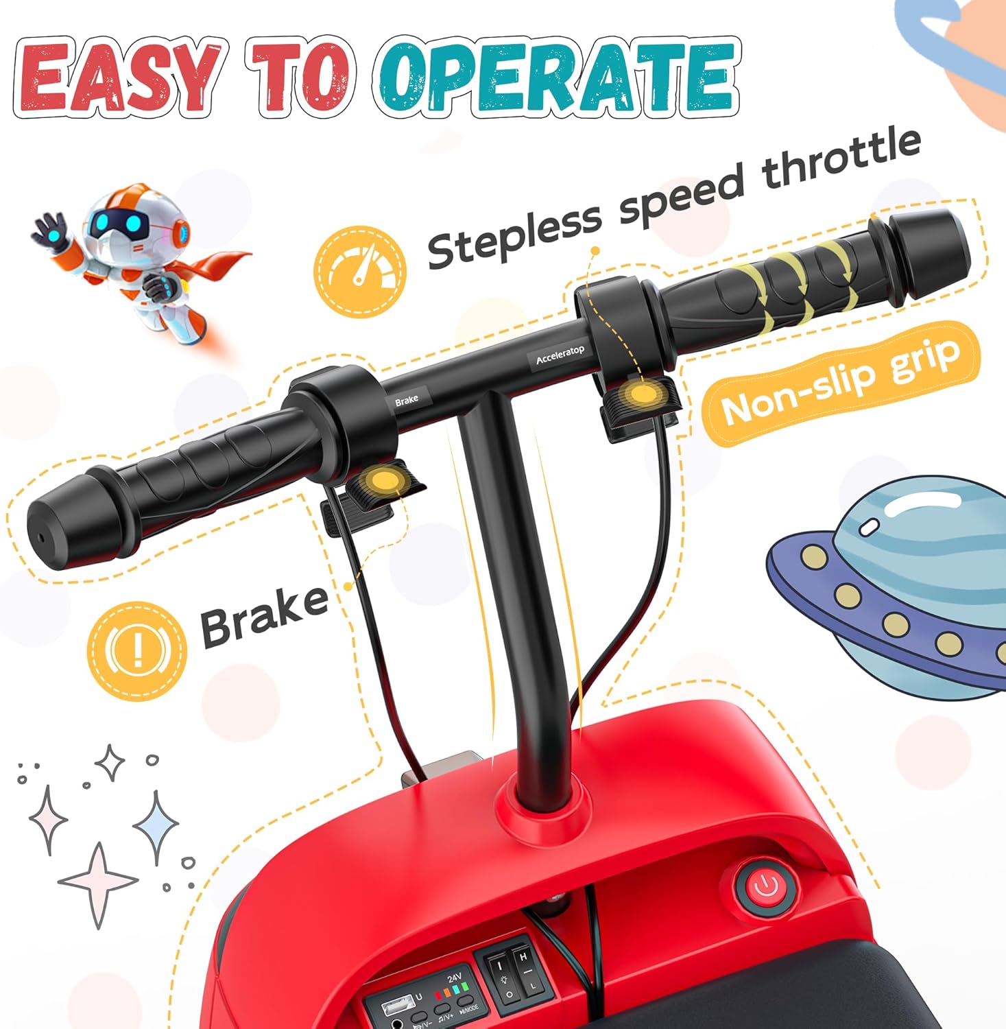 24V Kids Ride On Car with Lights & Music-red