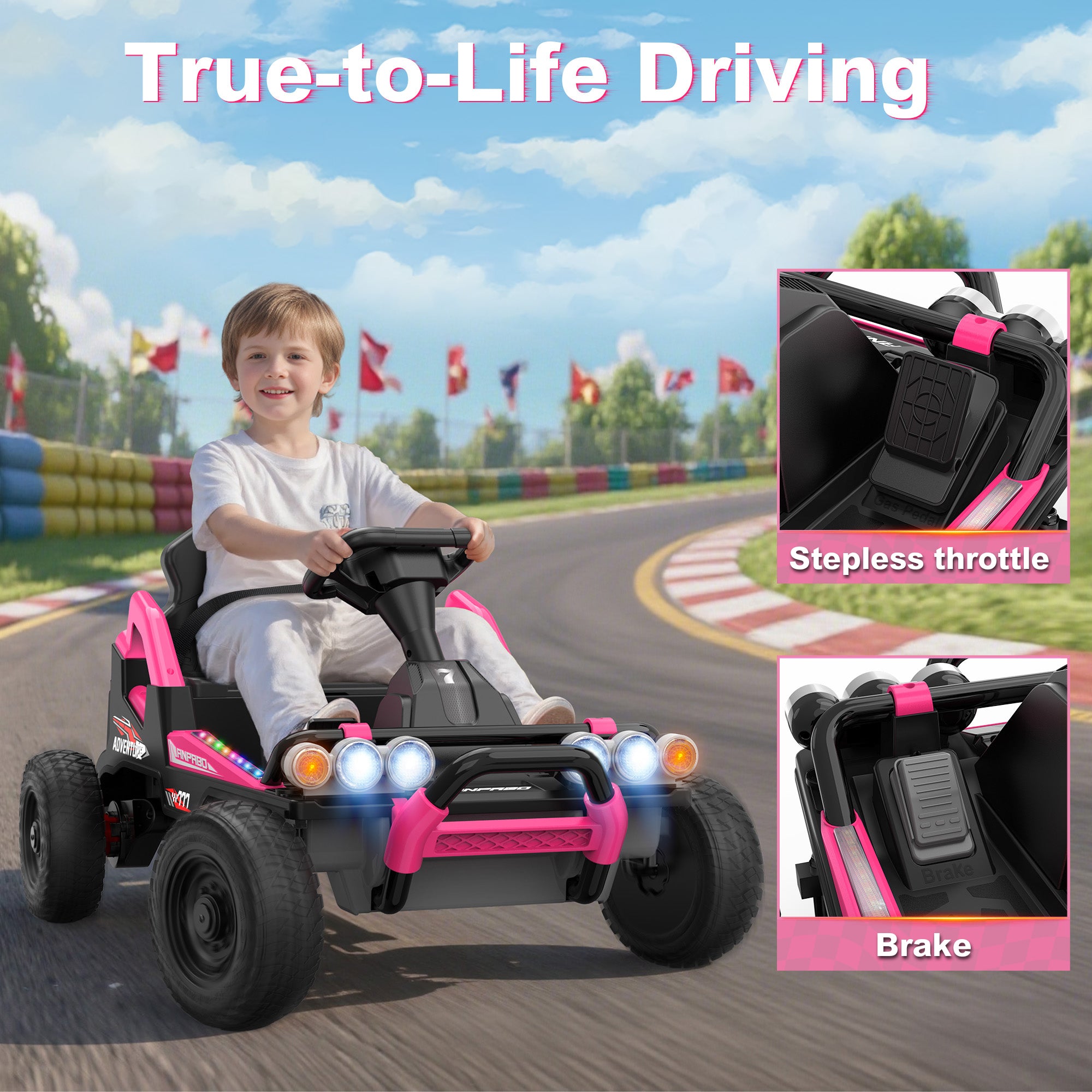 24V Off-Road Car with Throttle & Clutch Pedal for All-Terrain Fun-rose red