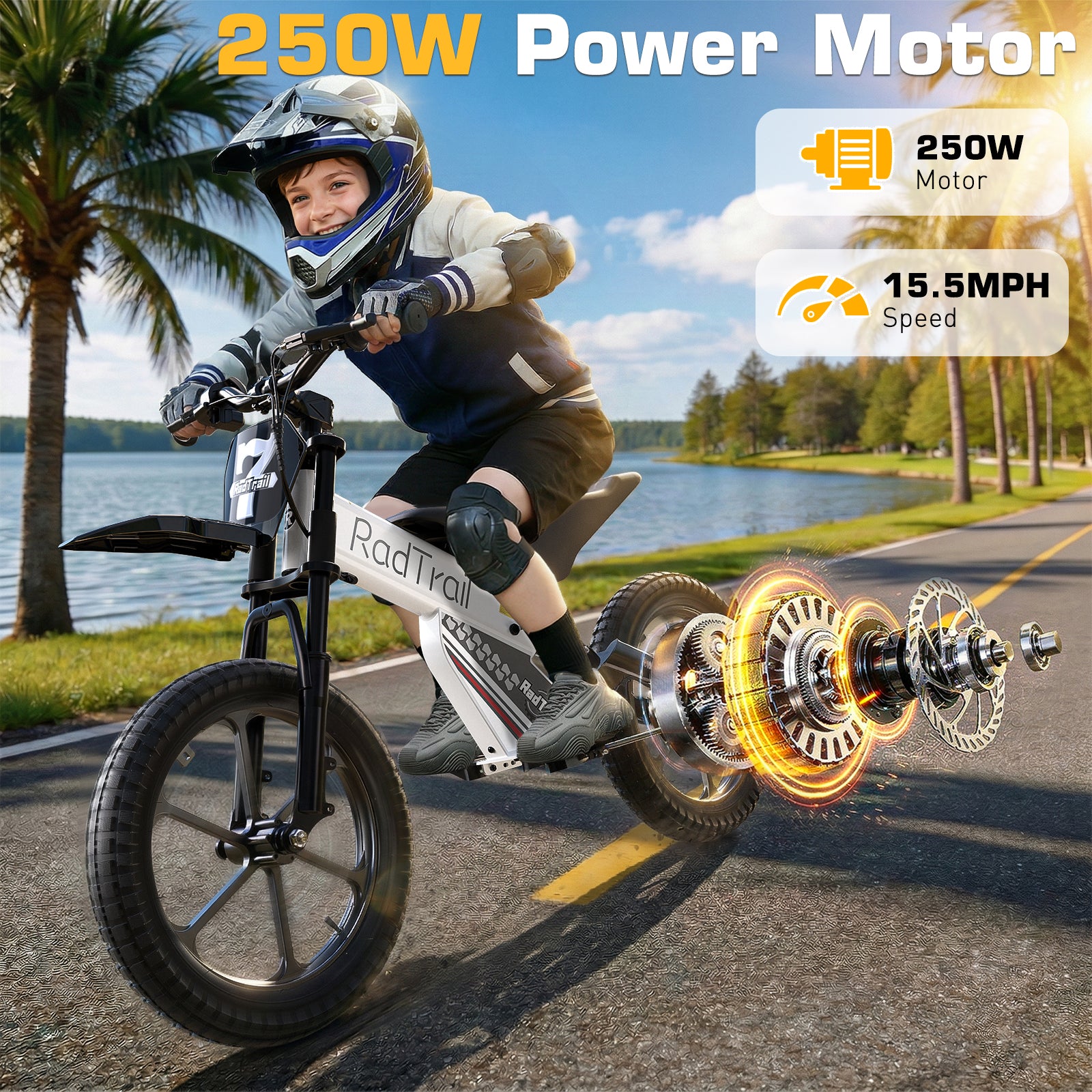 ANPABO  36V 16" Kids Electric Off-Road Bike-white