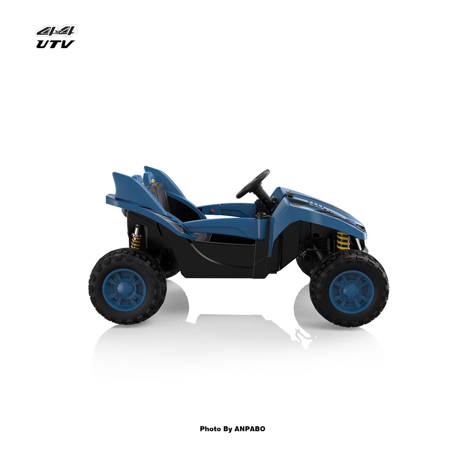 24V 4x4 Bionic Shark Dune Racer: 2-Seater Off-Road UTV with Bluetooth & Parental Remote-blue