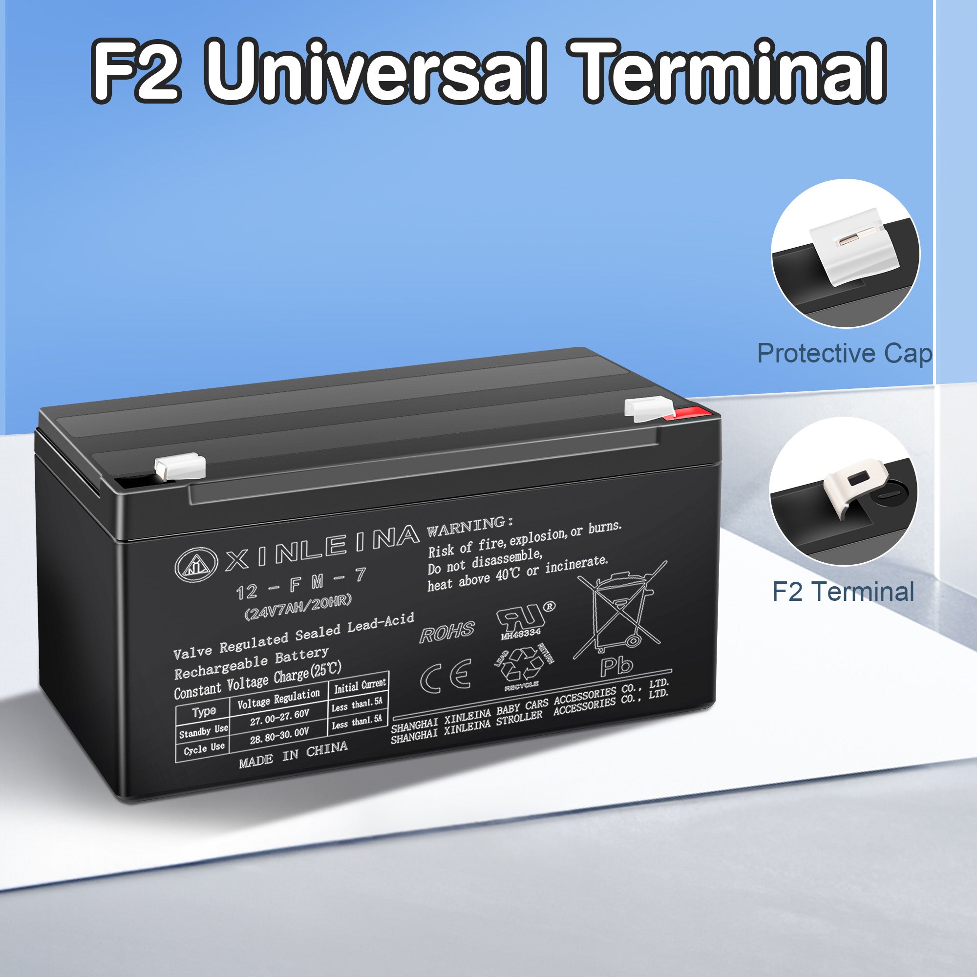 24V 7Ah SLA Battery with F2 Terminals for Kids’ 24V Ride-On Cars
