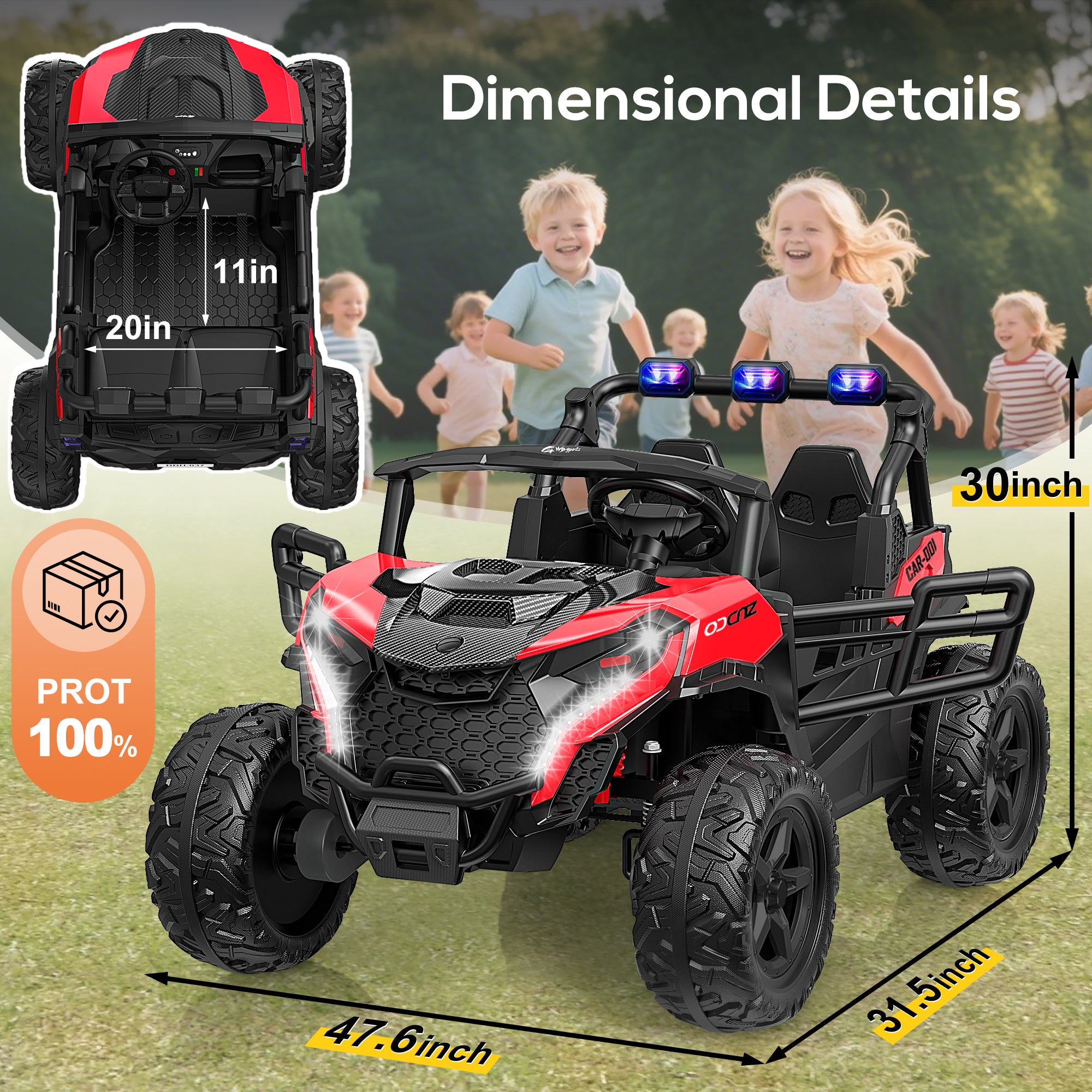 4x200W 24V 2-Seater Ride-on Truck 4WD with EVA Tires-red