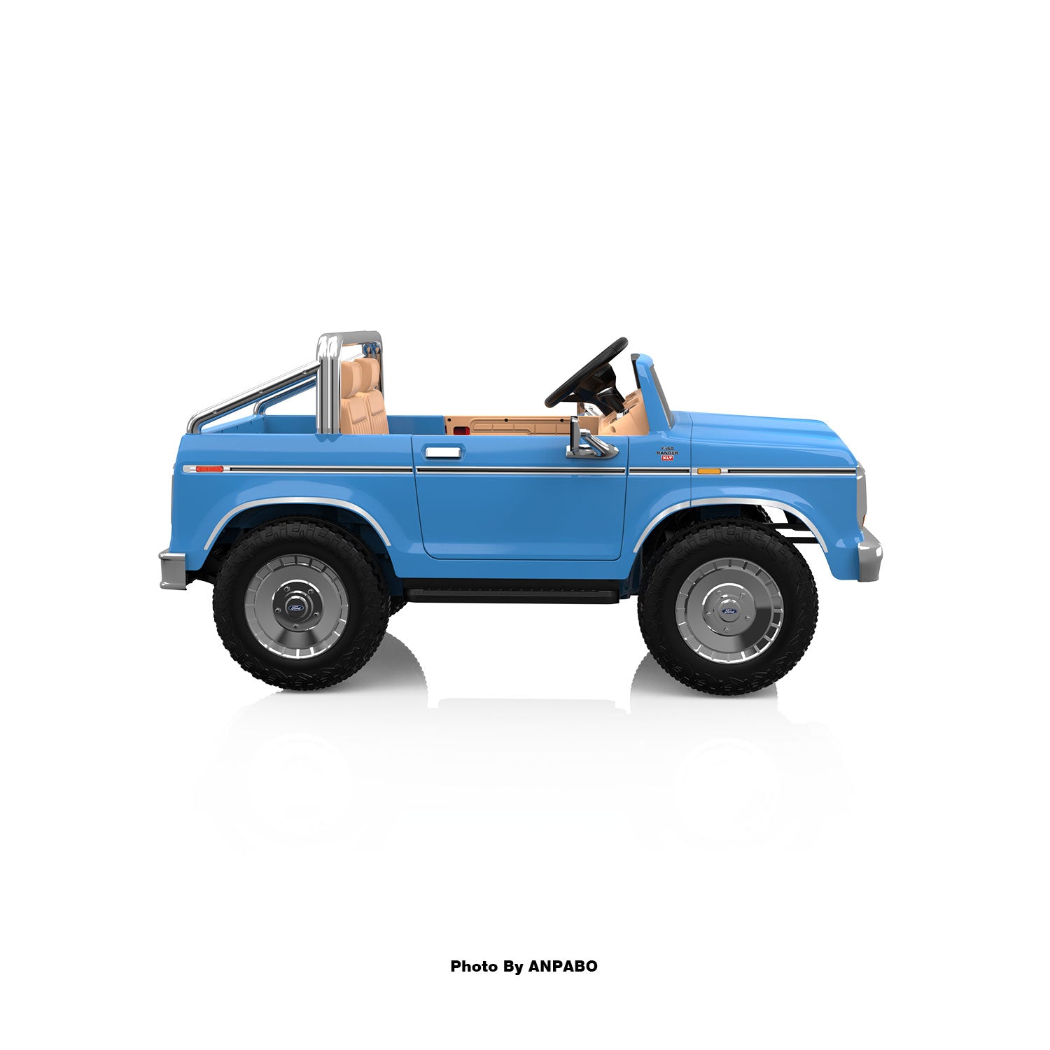 24V Classic Ford Bronco: Light Blue Retro Legend, Ready for Dual Adventures-light blue