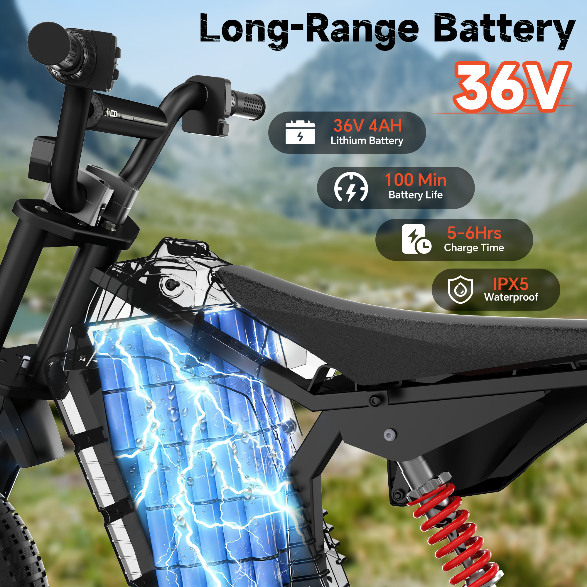 Anpabo 36V 300W Kids Electric Dirt Bike - 15.5 MPH Max Speed-red