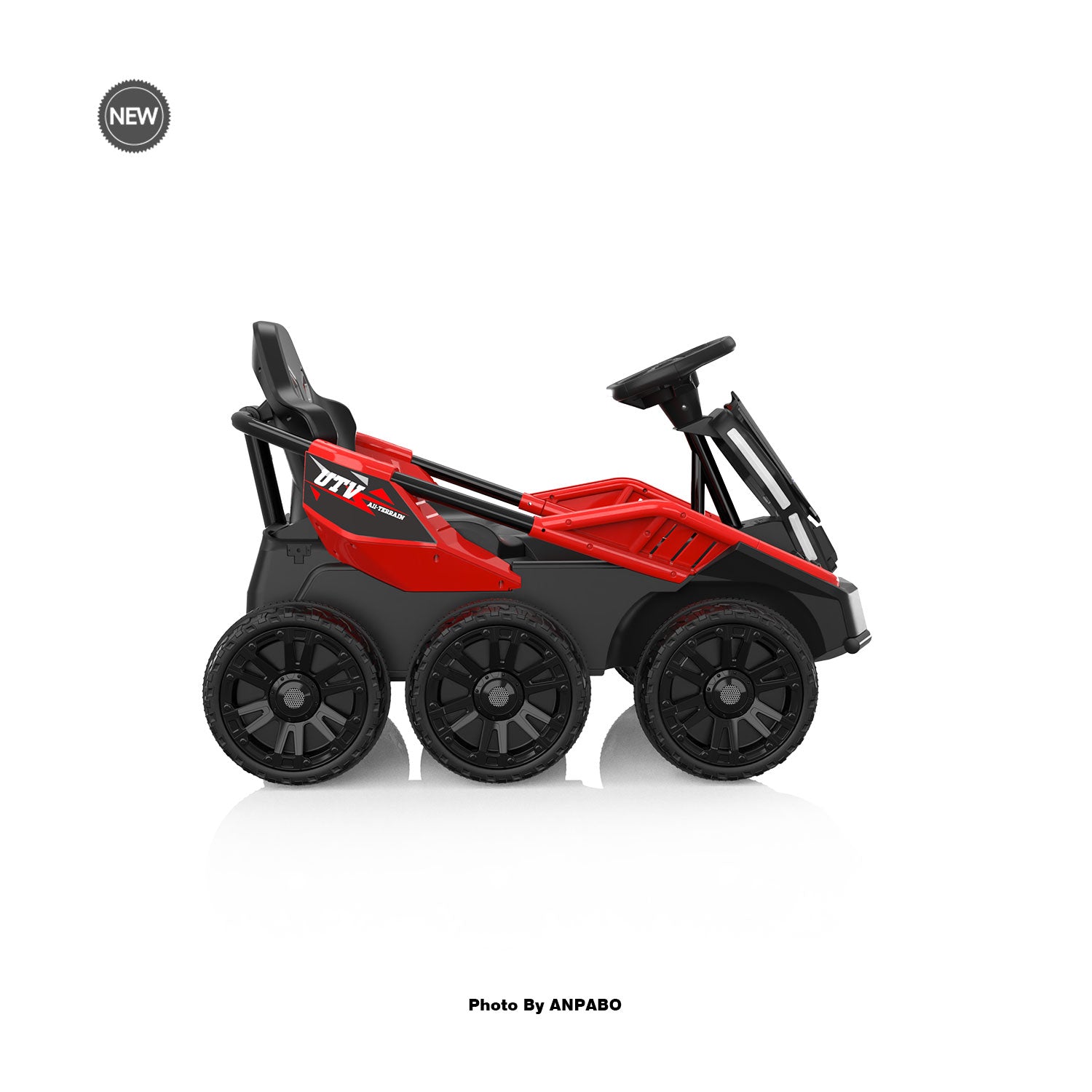 24V Kids Ride-On: 4WD, 17" Seat, Remote, Bluetooth Music, 5MPH-red