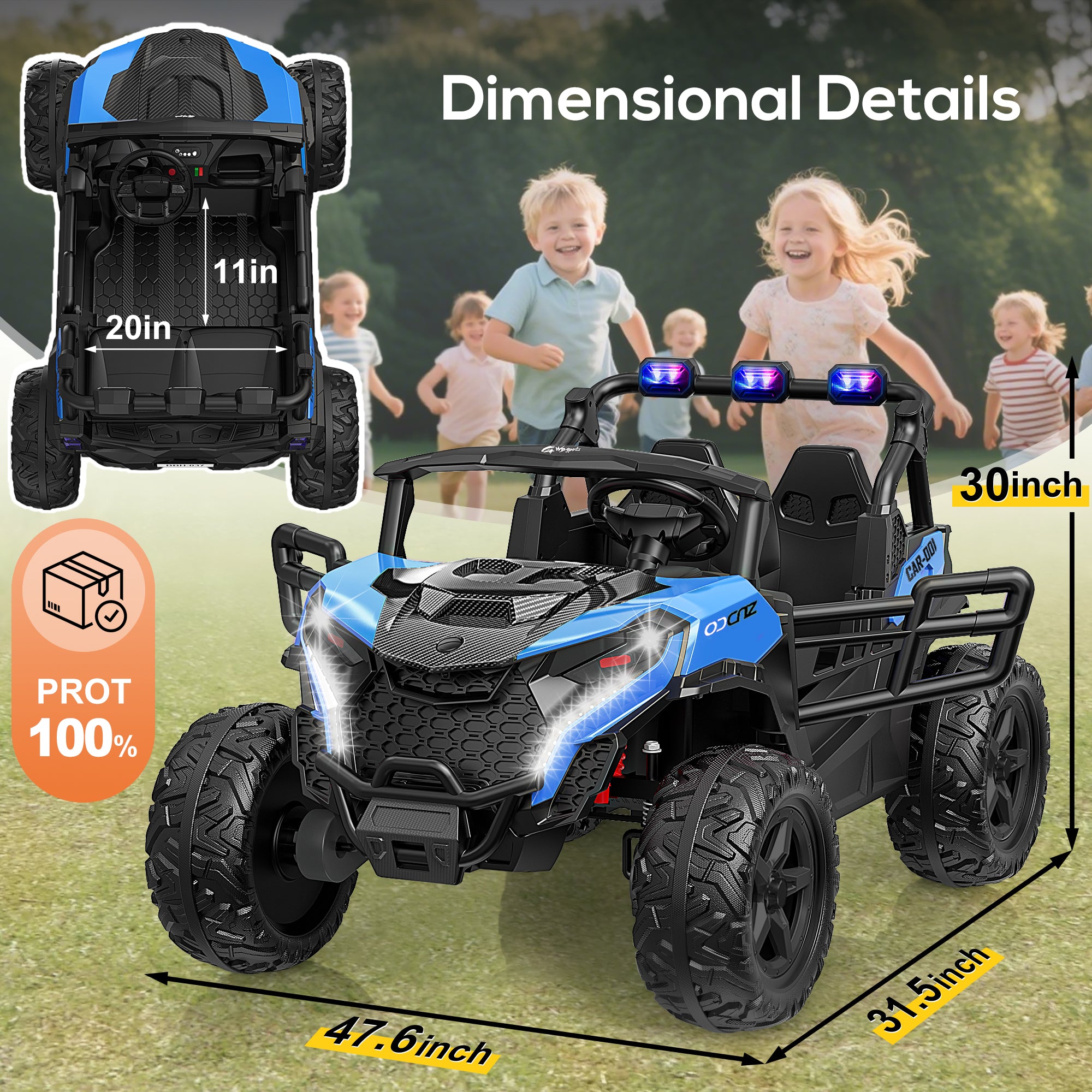 4x200W 24V 2-Seater Ride-on Truck 4WD with EVA Tires-blue