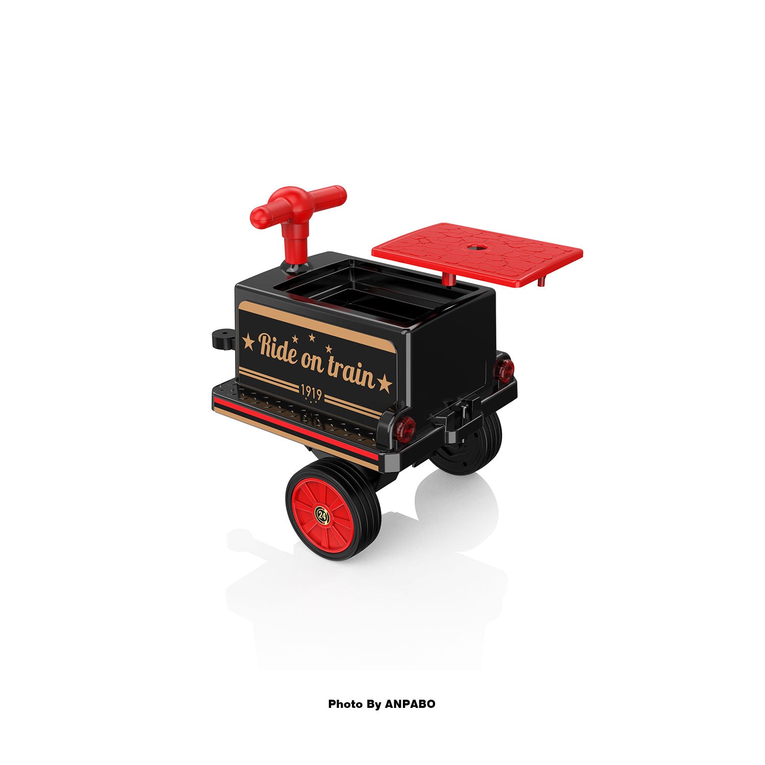 ANPABO 12V Ride-On Train Carriage with Storage-Red
