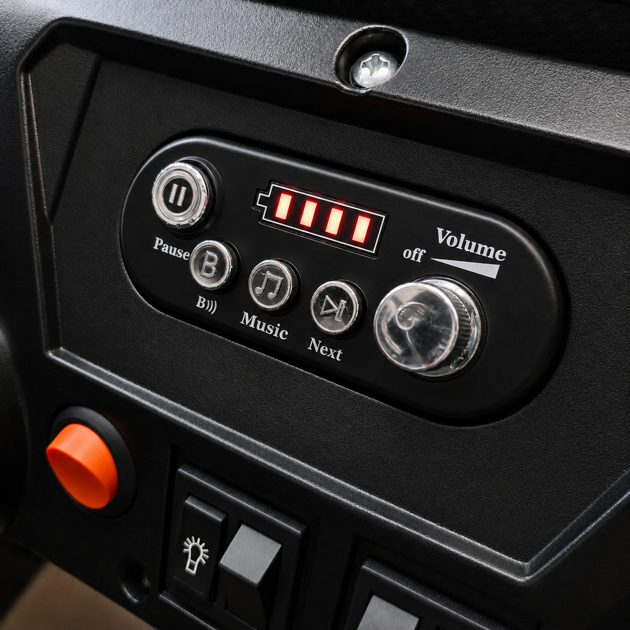 24V Ride-On Car Music Player Panel with Bluetooth & Battery Display