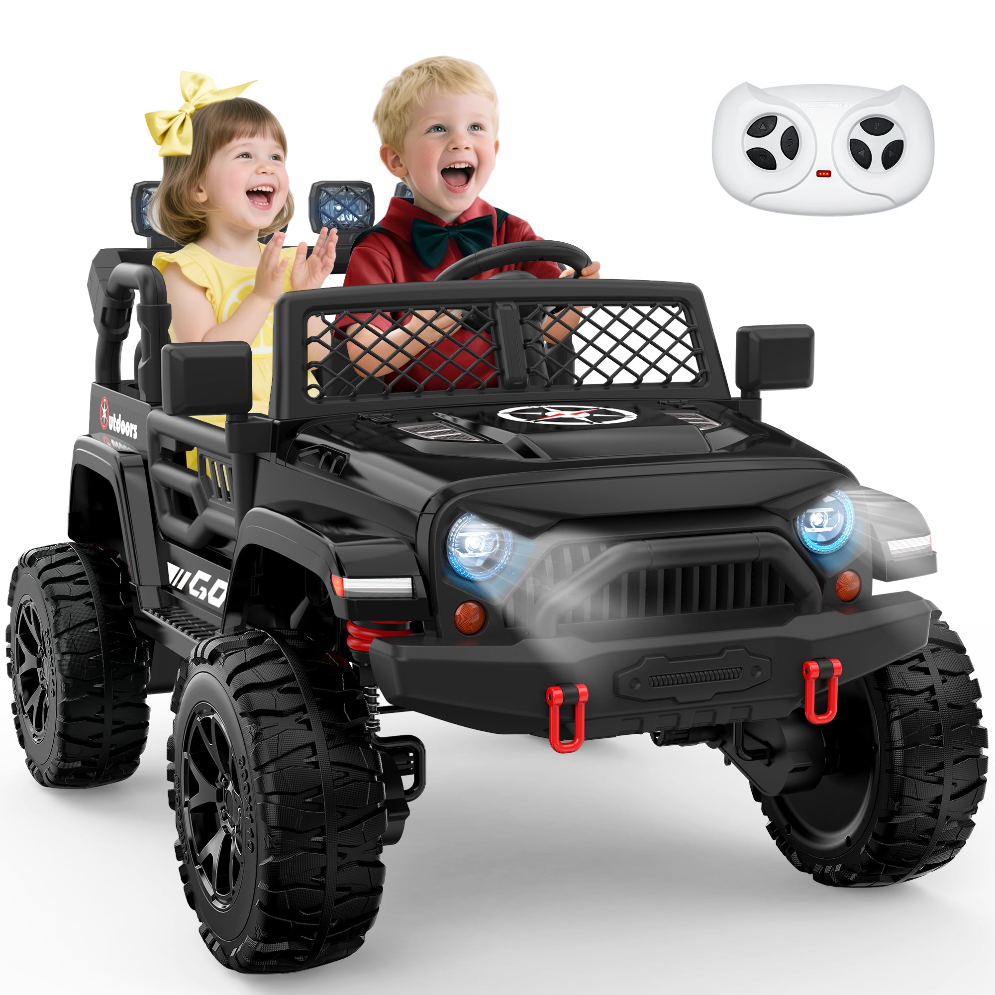 ANPABO 24V UTV Two Seater Jeeps With Remote/Bluetooth-black