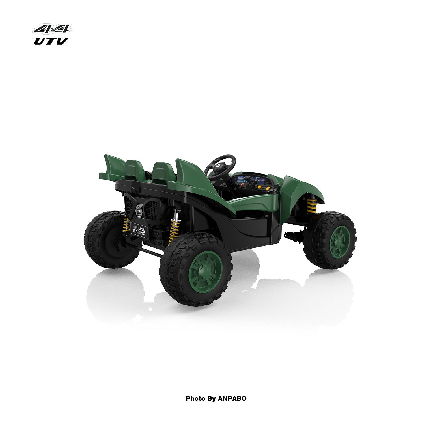 24V 4x4 Bionic Shark Dune Racer: 2-Seater Off-Road UTV with Bluetooth & Parental Remote-green