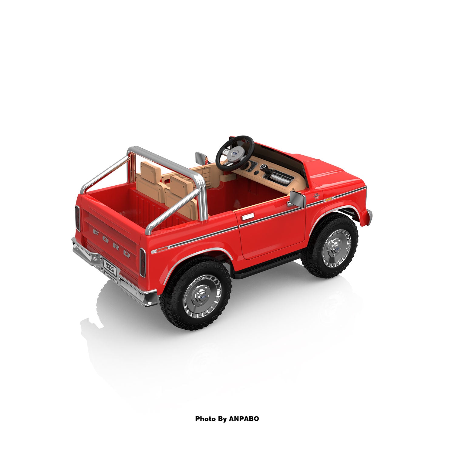 24V Classic Ford Bronco: Red Retro Legend, Ready for Dual Adventures-red