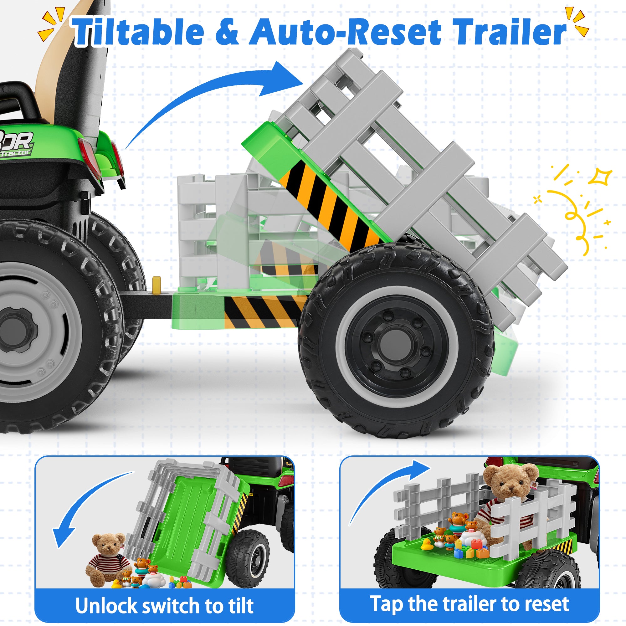 24V Ride-On Tractor with Trailer