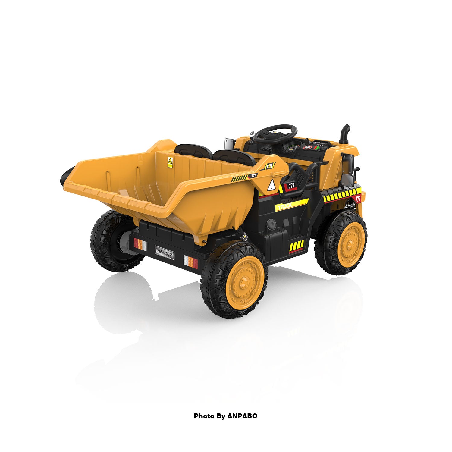 24V ANPABO Direct Ride on Dump Truck for Kids with Remote Control-yellow