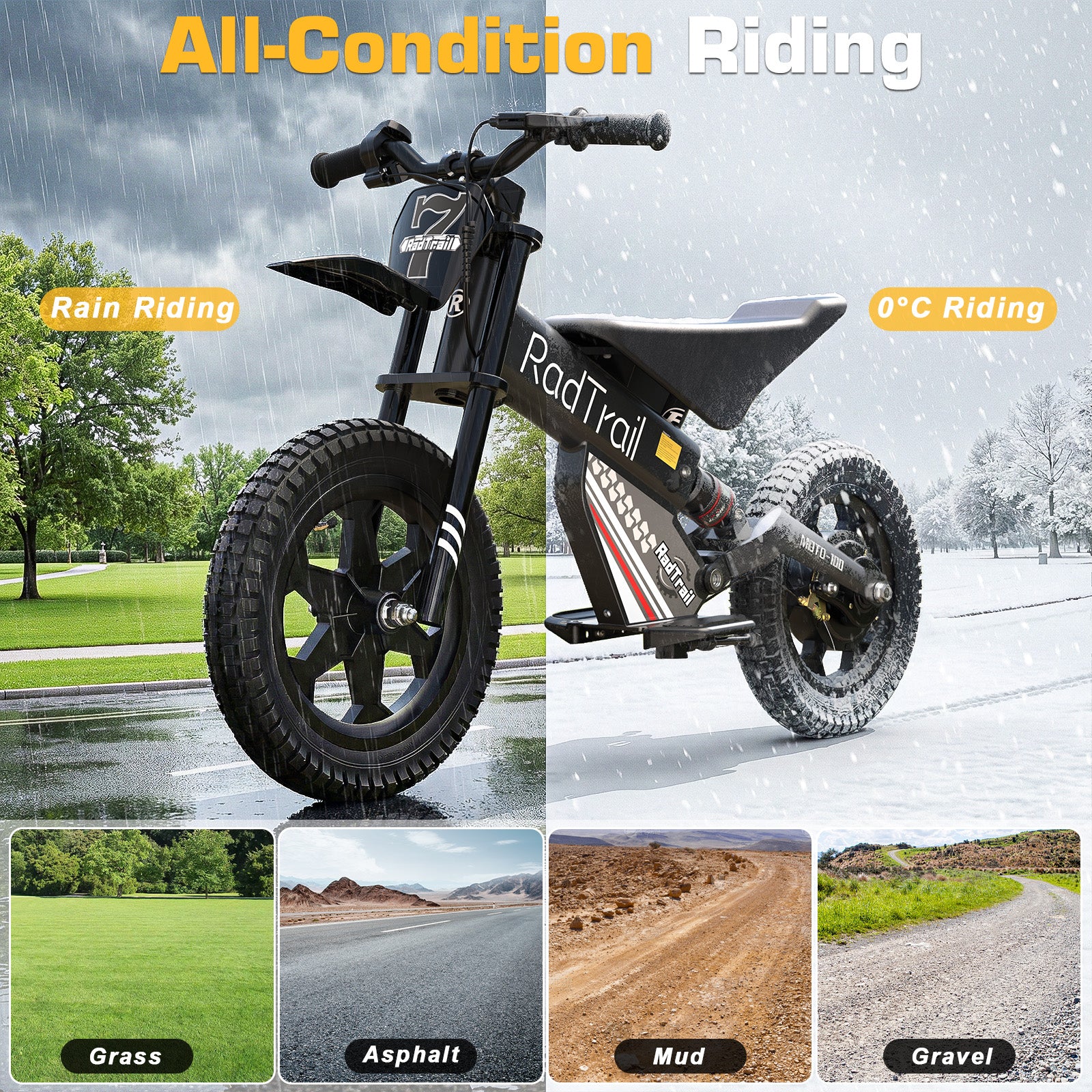 ANPABO  36V 14" Kids Electric Balance Bike-black