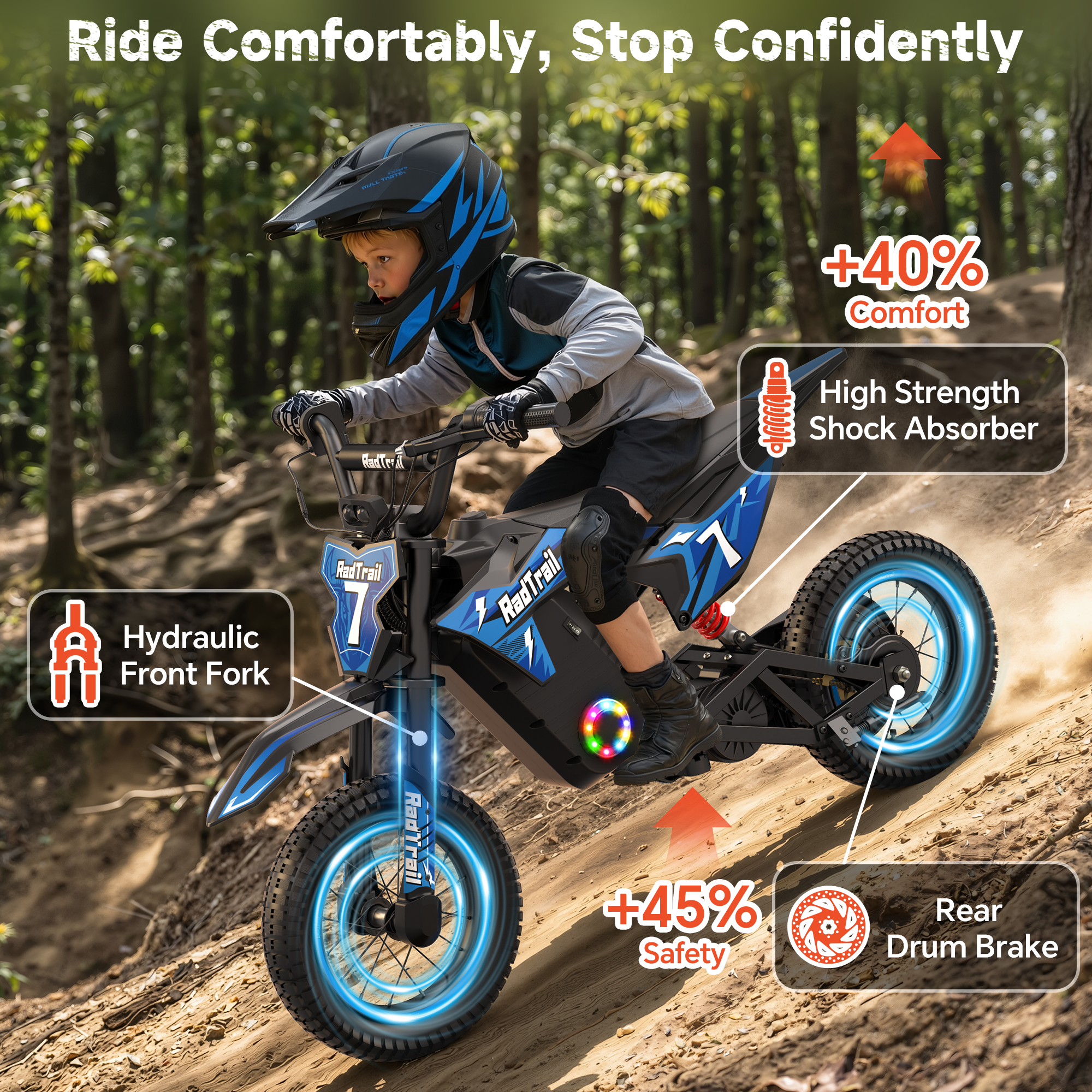 Anpabo 36V 300W Kids Electric Dirt Bike - 15.5 MPH Max Speed-blue