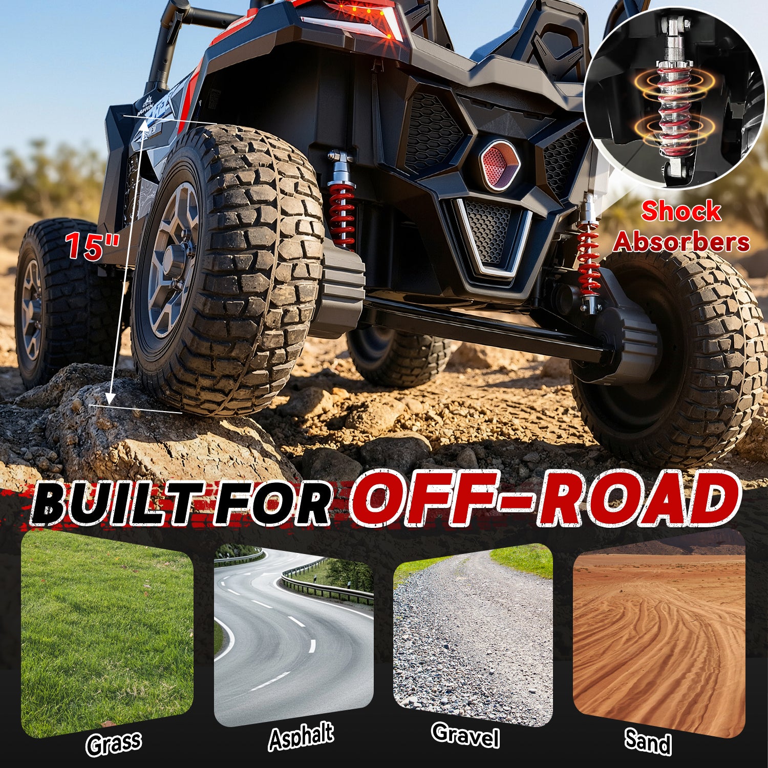 24V 4WD Kids Ride-On UTV: Powerful All-Terrain Adventure-red