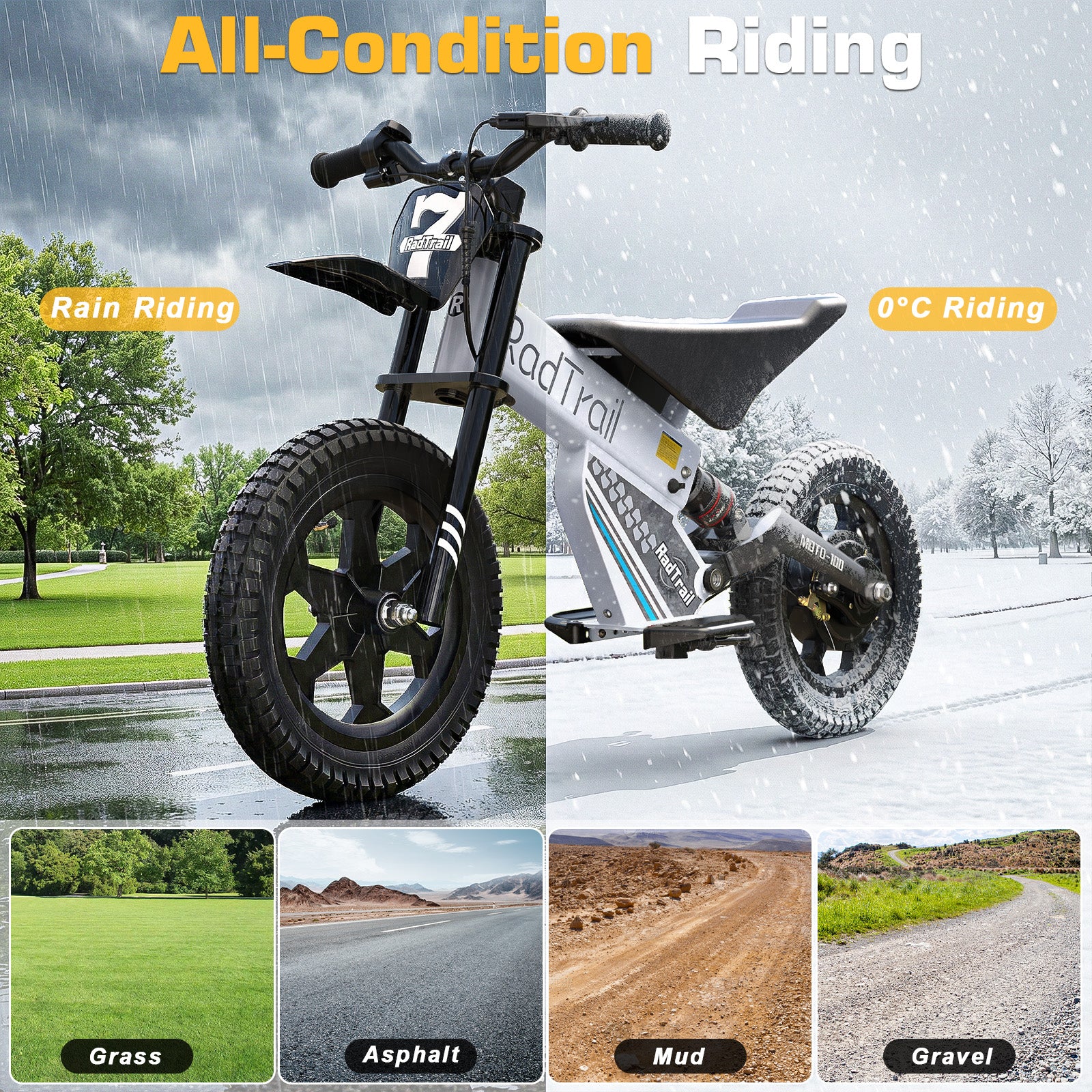 ANPABO  36V 14" Kids Electric Balance Bike-white