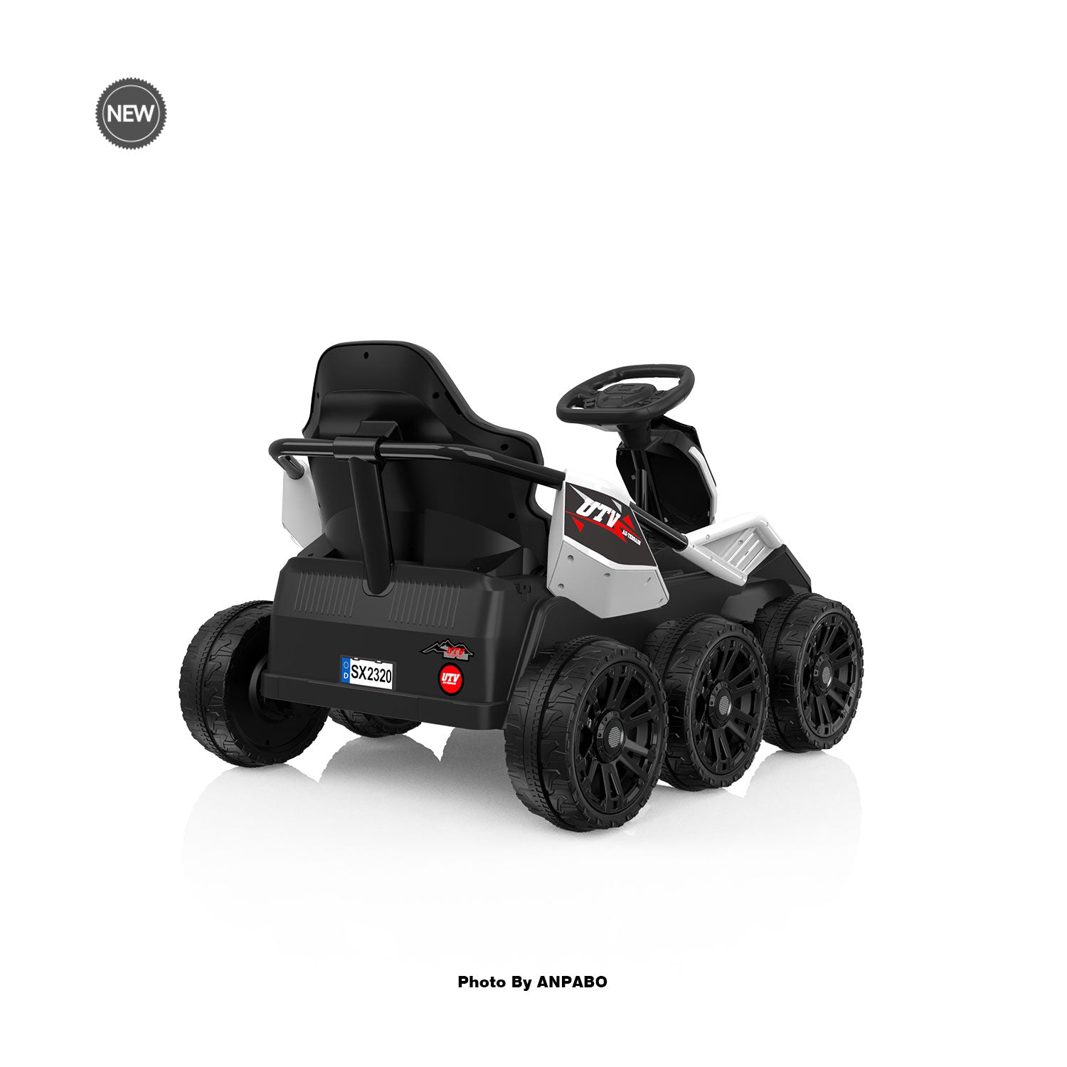 24V Kids Ride-On: 4WD, 17" Seat, Remote, Bluetooth Music, 5MPH-white