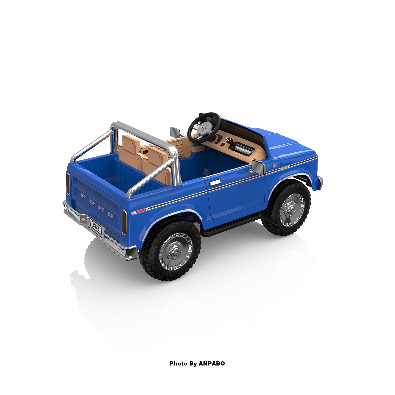 24V Classic Ford Bronco: Blue Retro Legend, Ready for Dual Adventures-blue