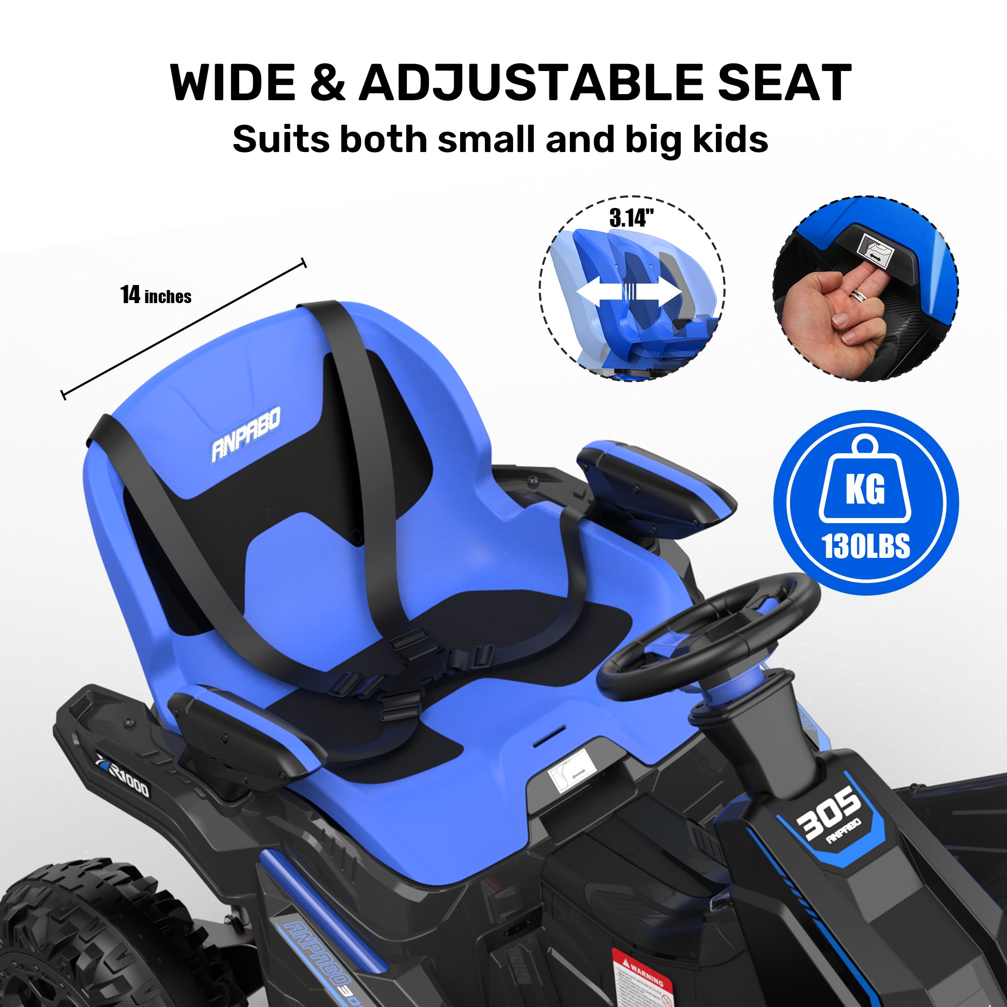 24V ANPABODirect Terrain Ride-On Buggy with Remote-blue