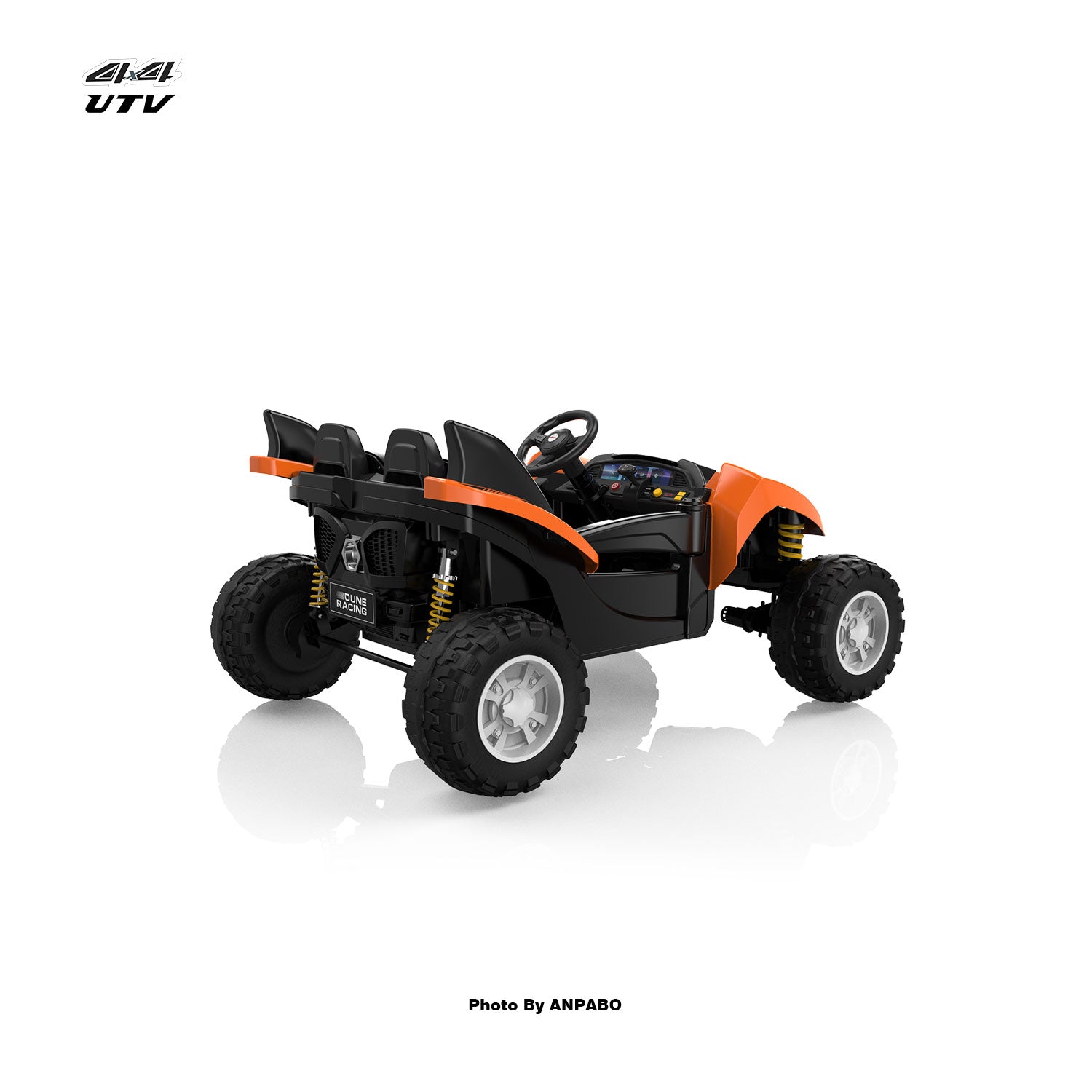 24V 4x4 Bionic Shark Dune Racer: 2-Seater Off-Road UTV with Bluetooth & Parental Remote-orange