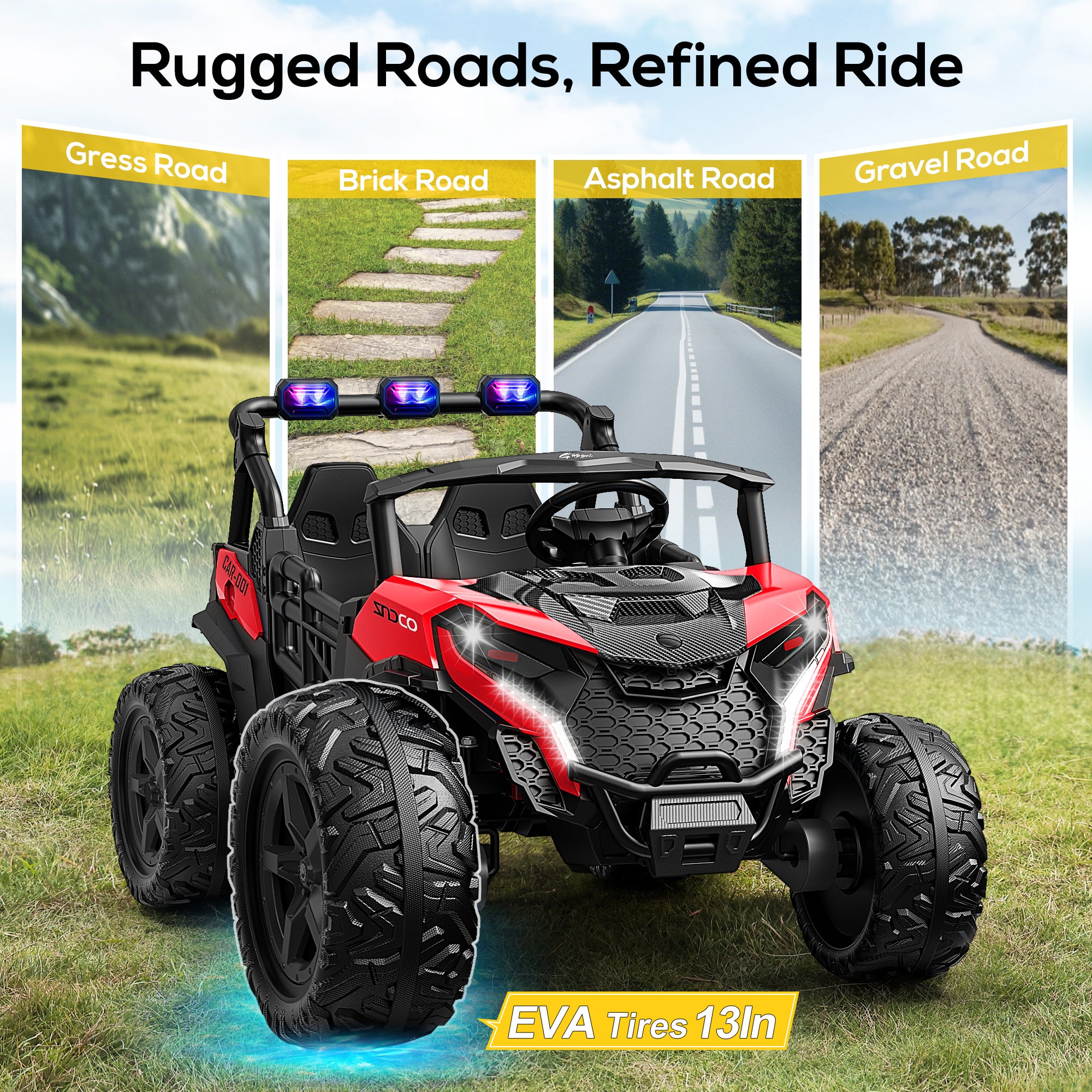 4x200W 24V 2-Seater Ride-on Truck 4WD with EVA Tires-red