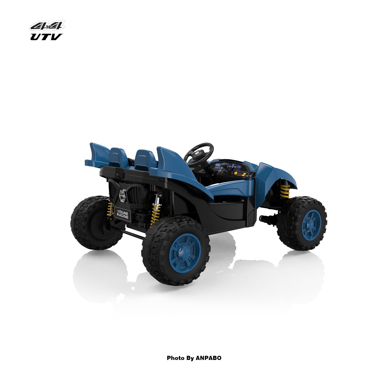 24V 4x4 Bionic Shark Dune Racer: 2-Seater Off-Road UTV with Bluetooth & Parental Remote-blue