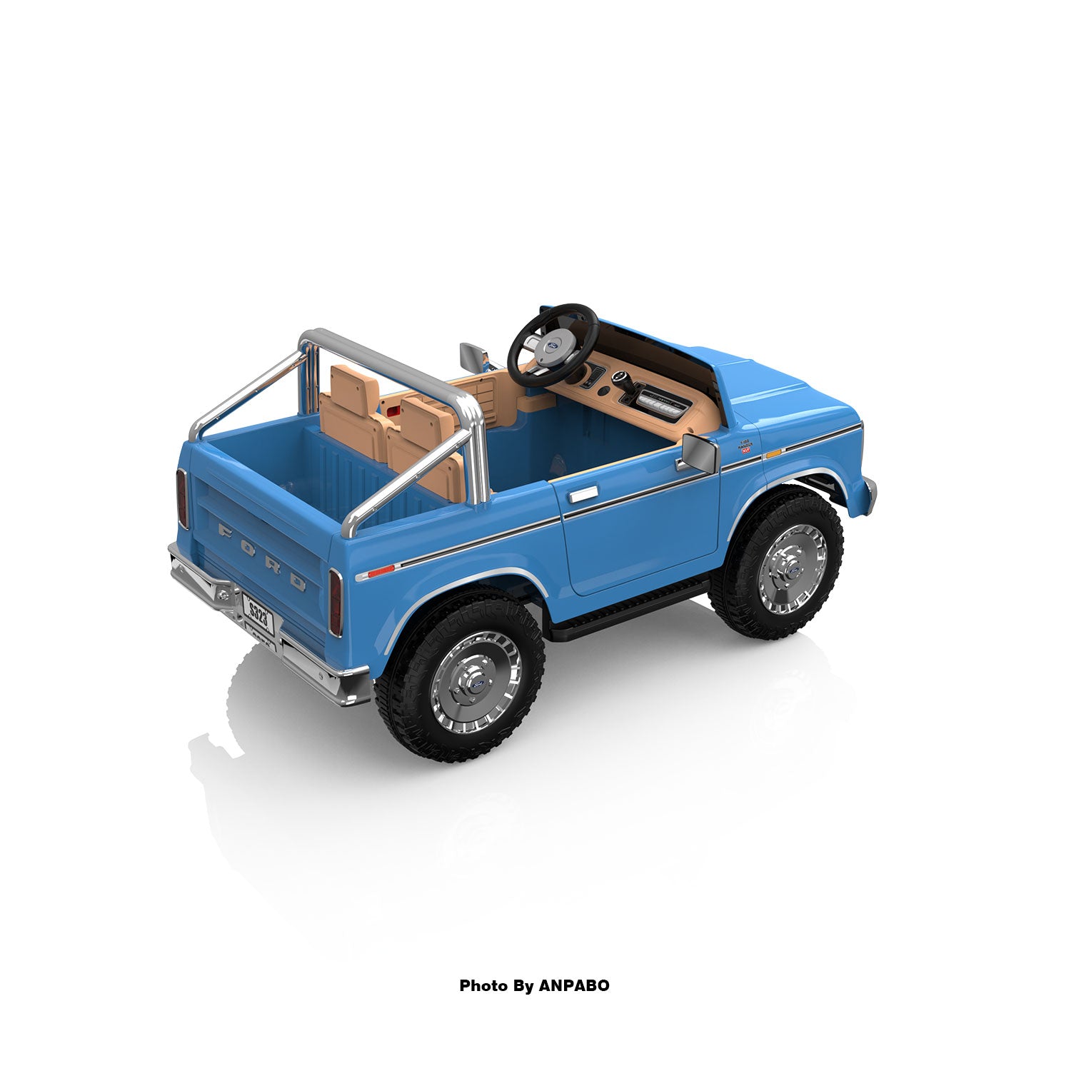 24V Classic Ford Bronco: Light Blue Retro Legend, Ready for Dual Adventures-light blue