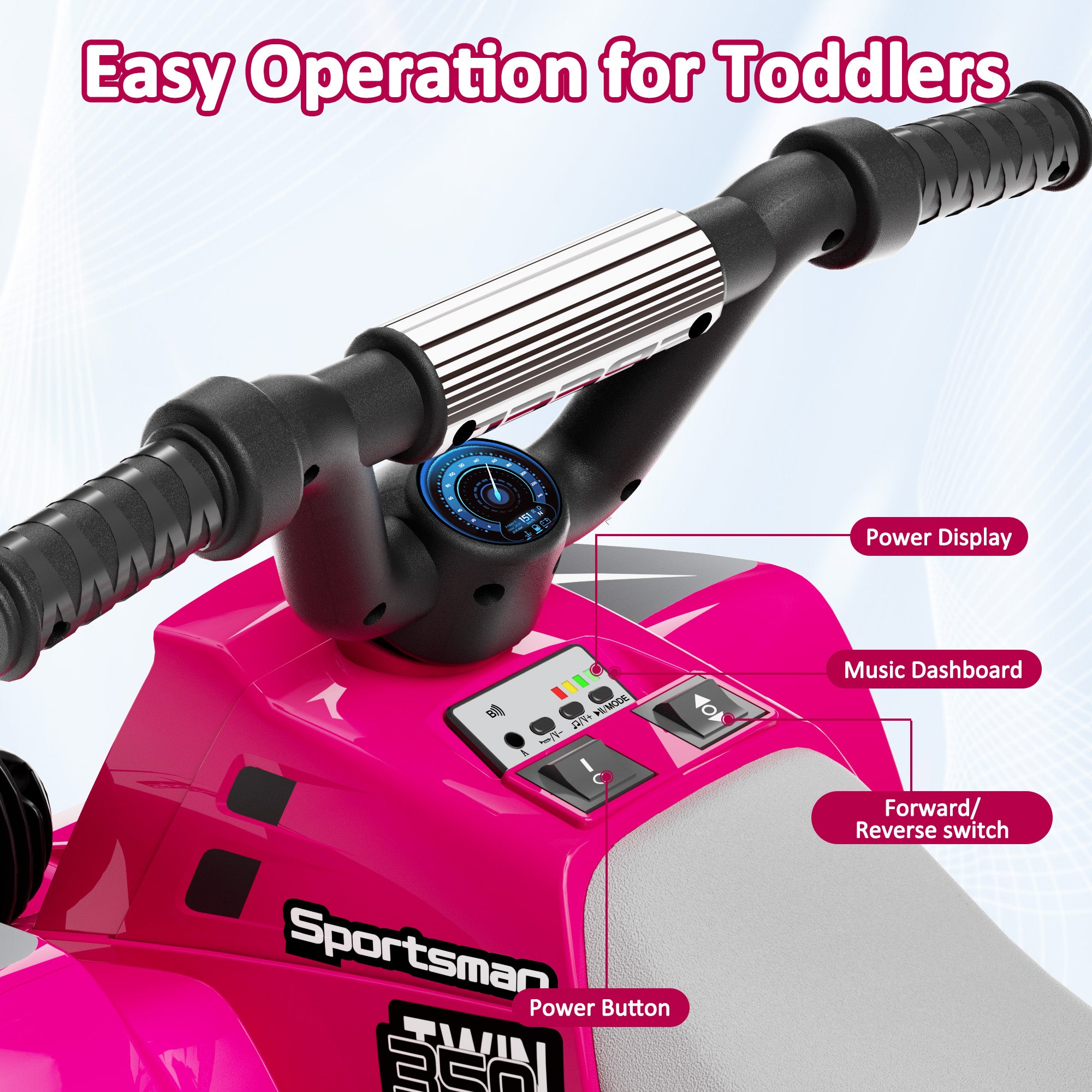 ANPABO 6V 7AH Kids Ride-On ATV - Fun, Safe Gift for Toddlers-rose red