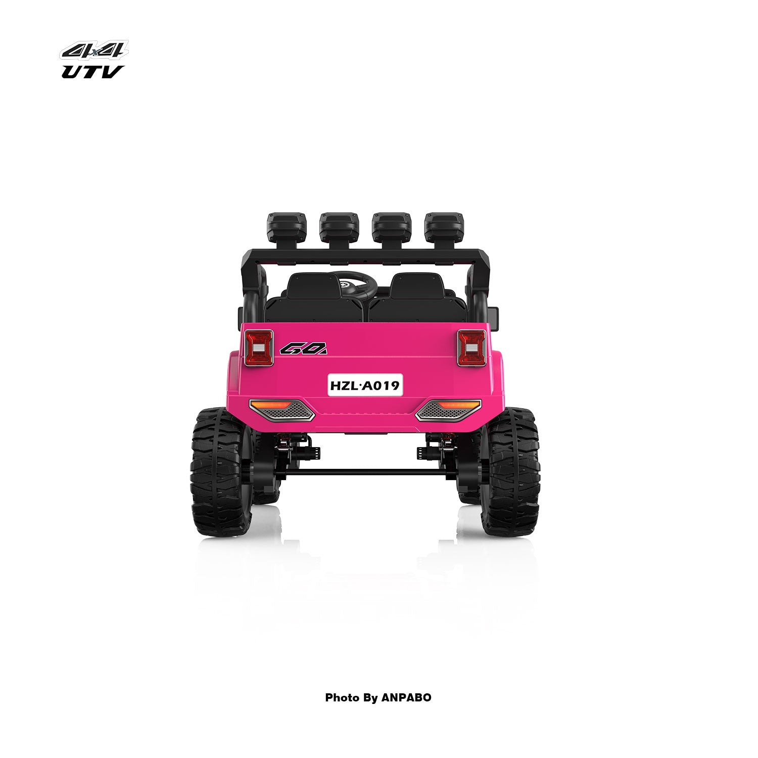 ANPABO 24V UTV Two Seater Jeeps & Trucks With Remote/Bluetooth-rose red