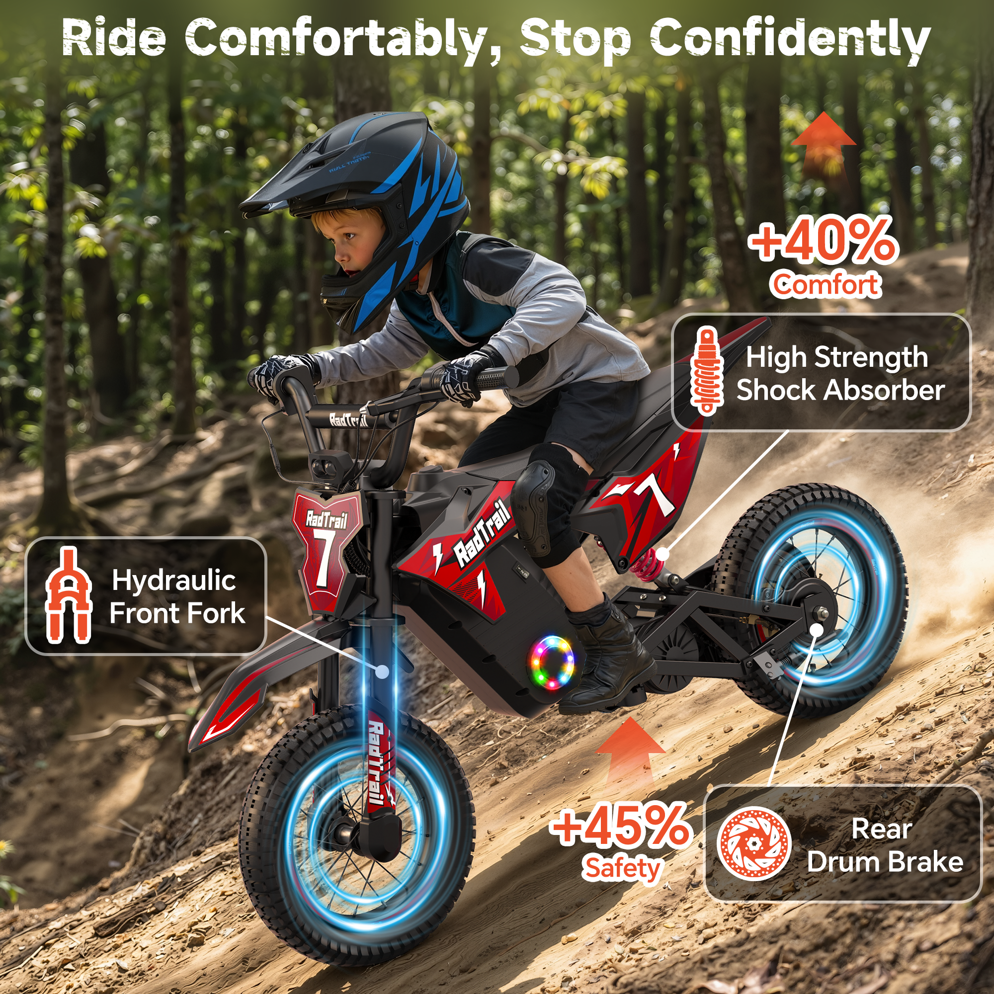 Anpabo 36V 300W Kids Electric Dirt Bike - 15.5 MPH Max Speed-red